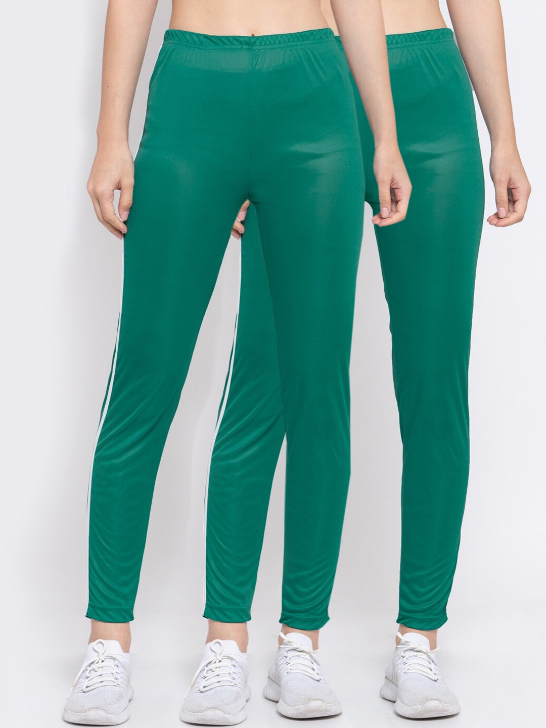 

KLOTTHE Women Pack Of 2 Green Solid Ankle-Length Leggings