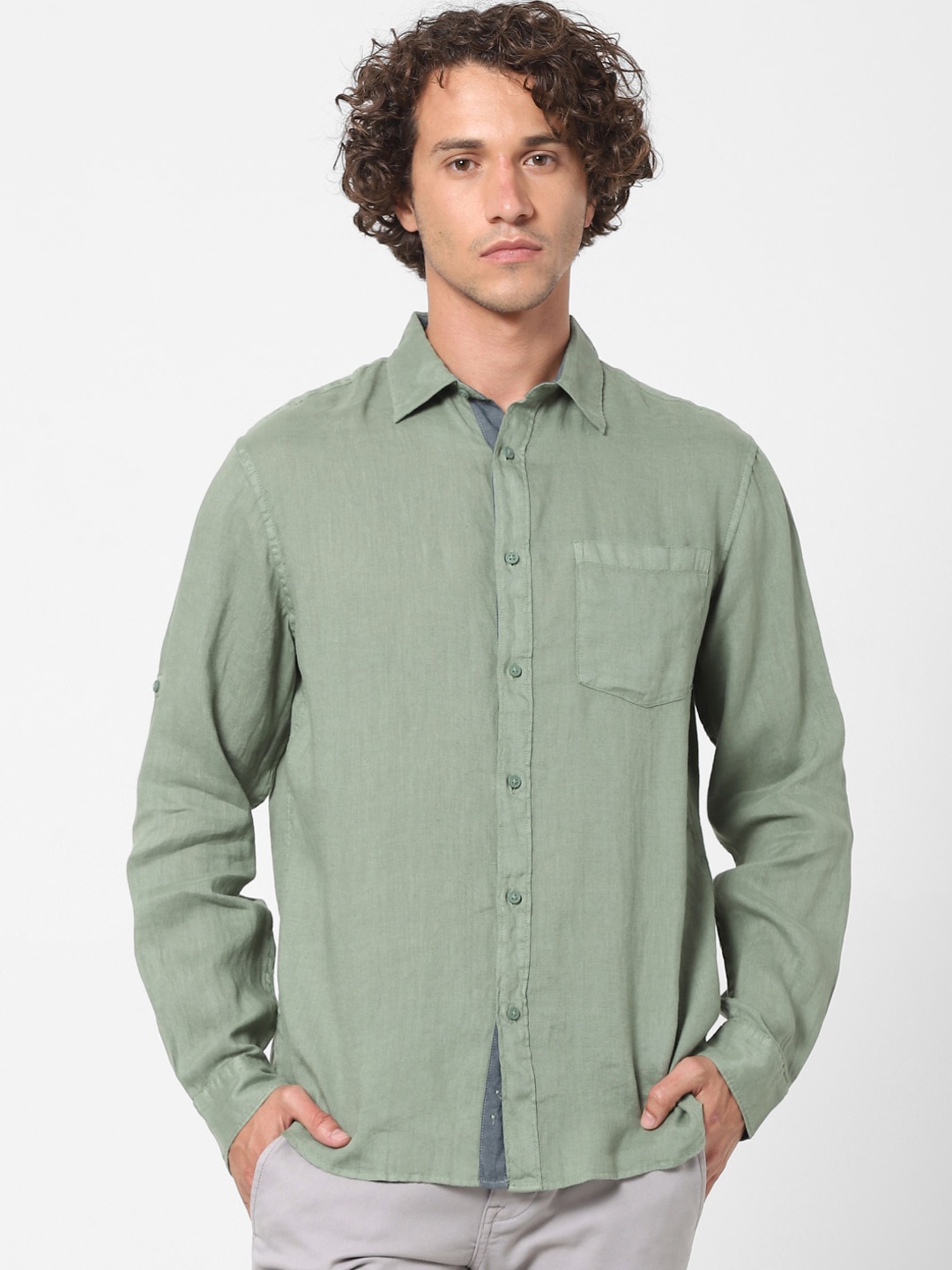 

Celio Men Olive Casual Shirt