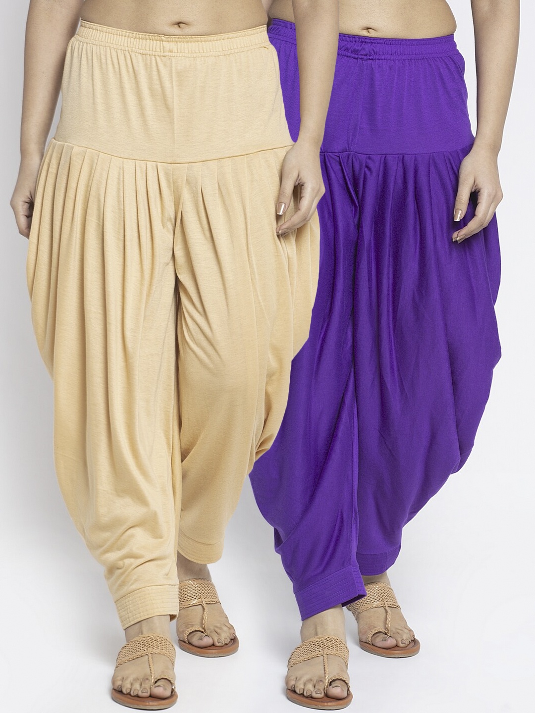 

GRACIT Women Pack Of 2 Beige & Purple Solid Salwars