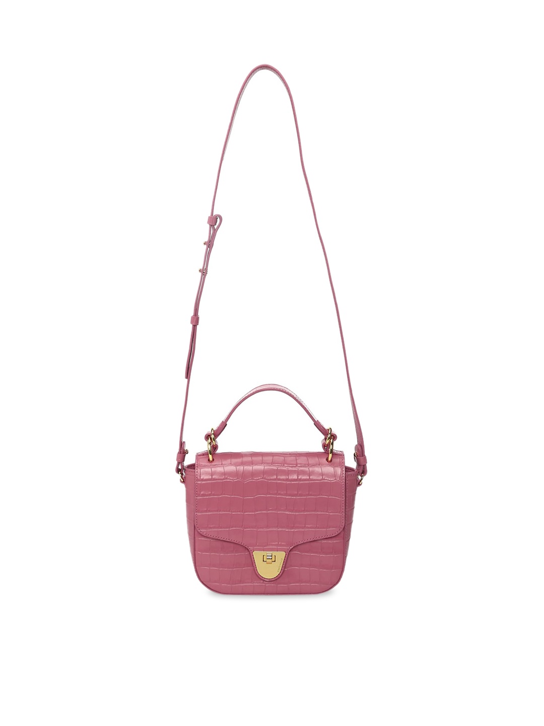 

Coccinelle Women Pink Animal Textured Leather Sling Bag