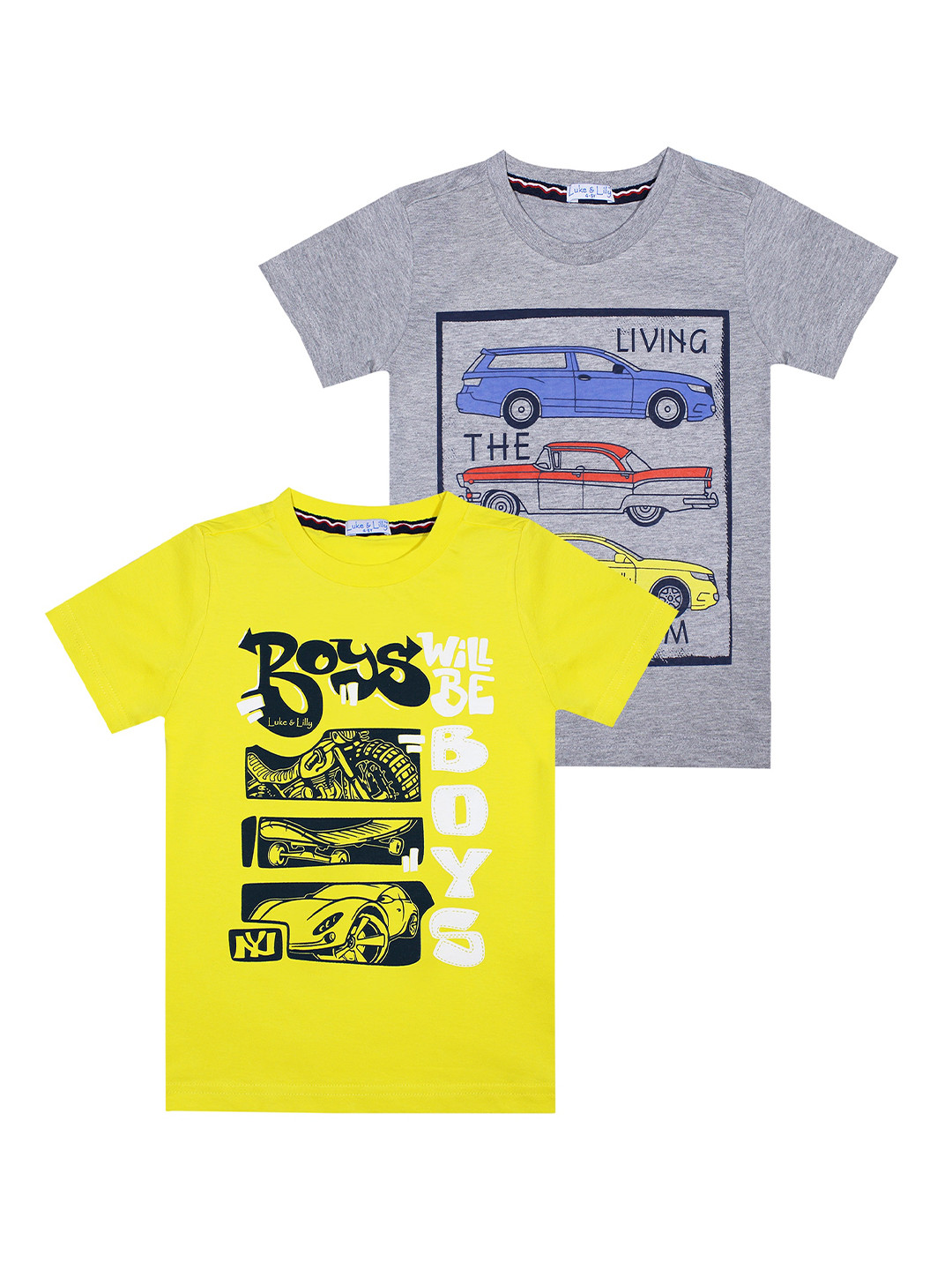 

Luke & Lilly Boys Grey & Yellow Pack Of 2 Printed T-shirt