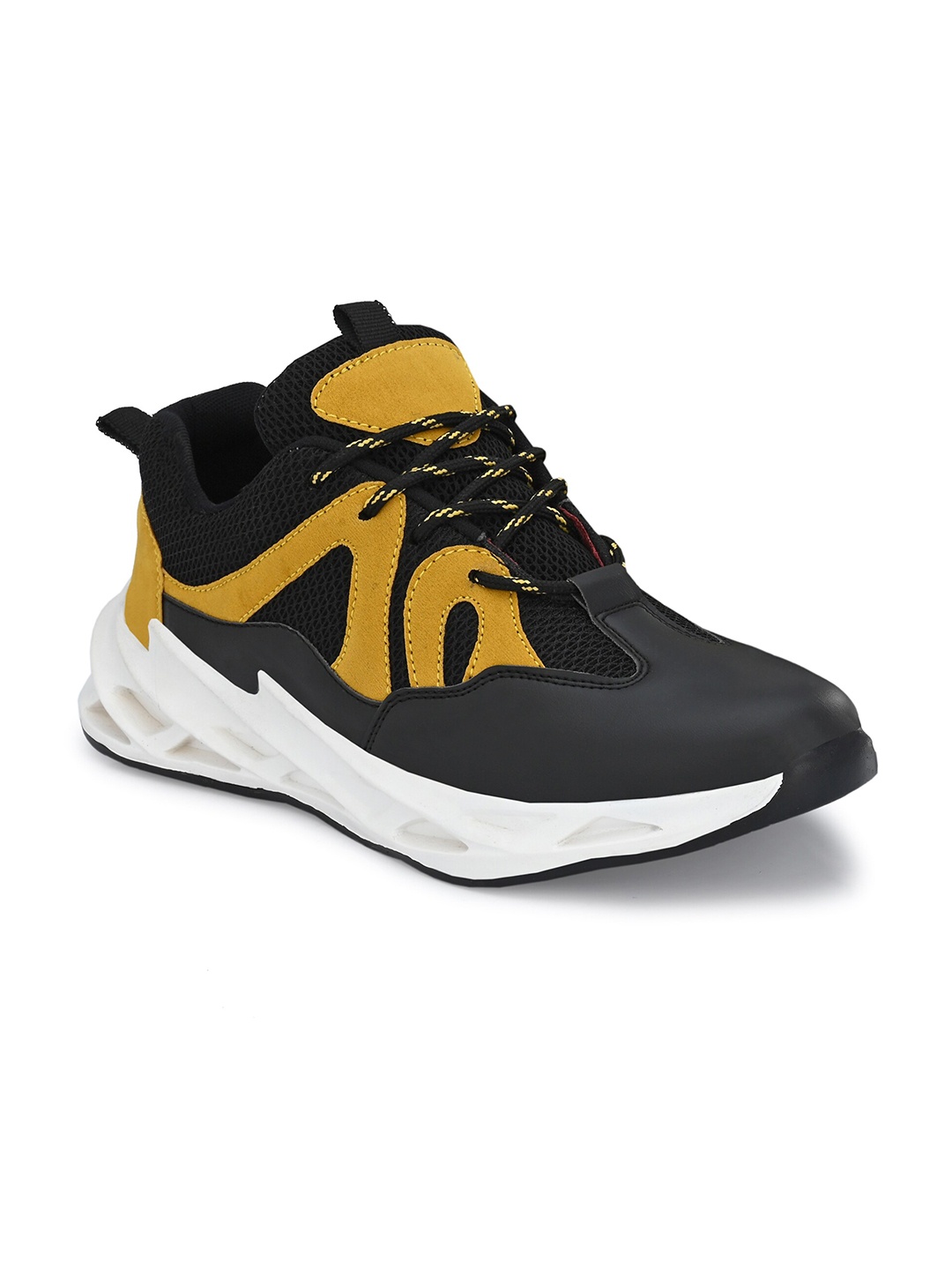 

mr wonker Men Mustard Mesh Running Shoes