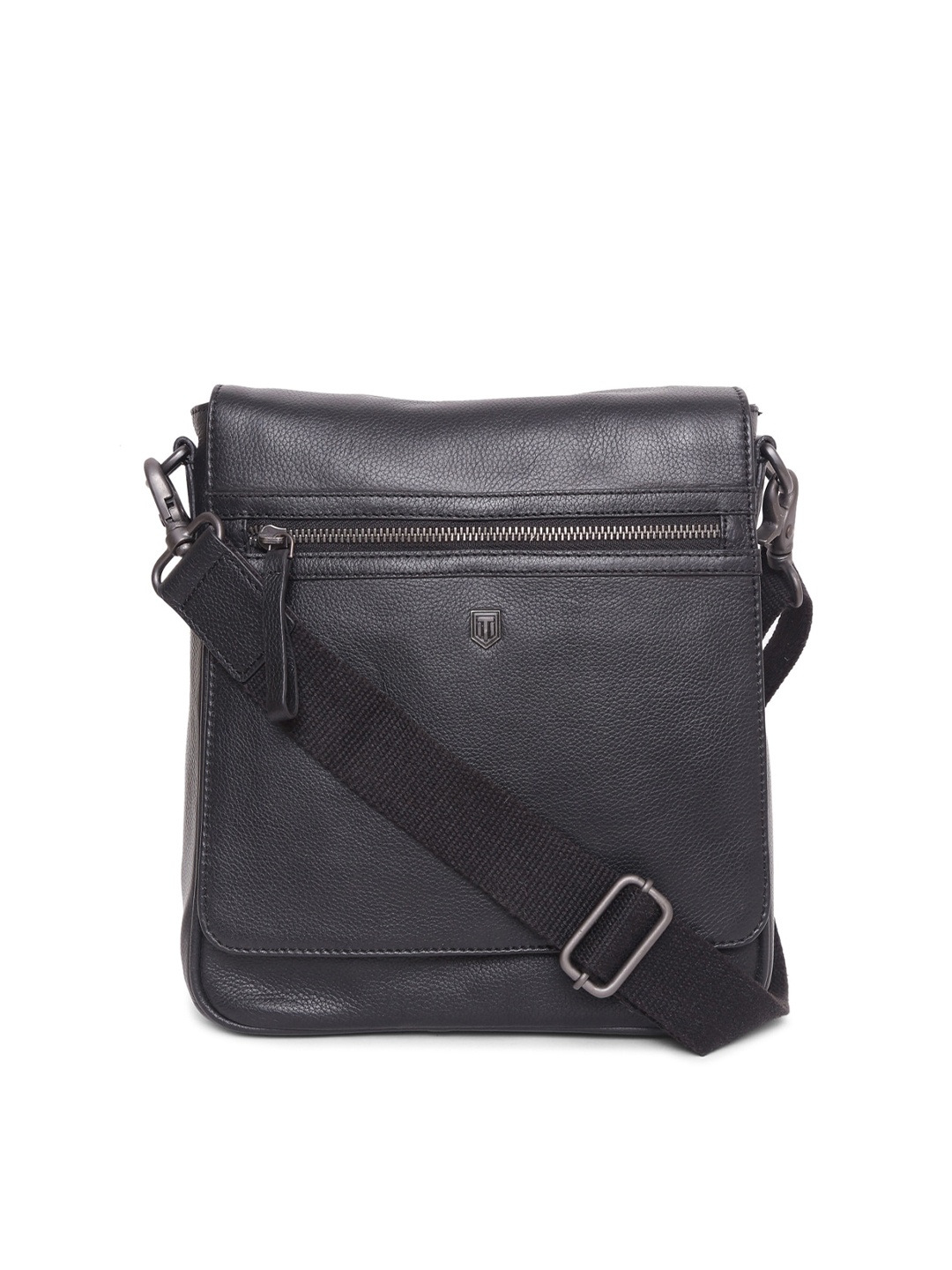 

TOM LANG LONDON Unisex Black Leather Messenger Bag