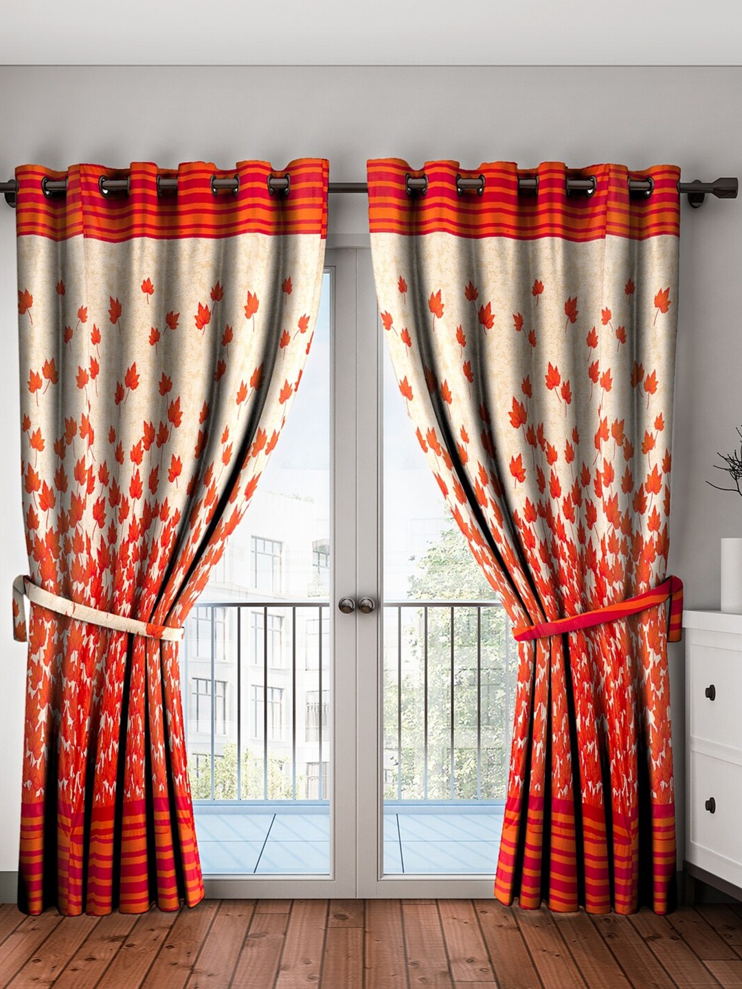 

Home Sizzler Maroon & Beige Set of 2 Floral Long Door Curtain