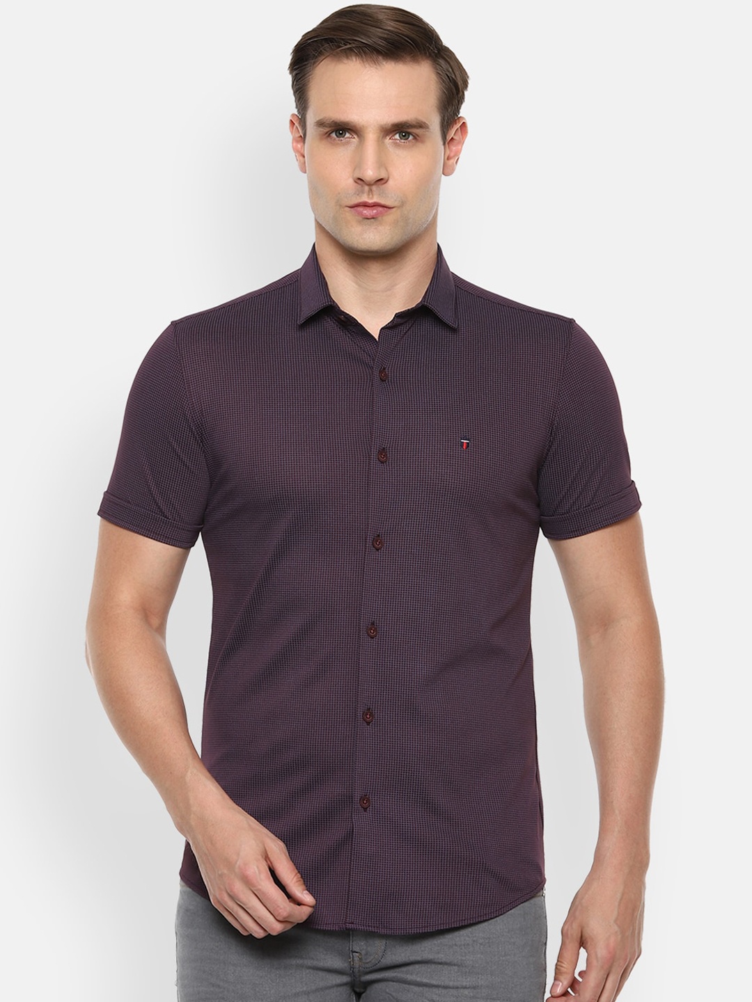 

Louis Philippe Sport Men Brown Slim Fit Micro Checks Checked Casual Shirt