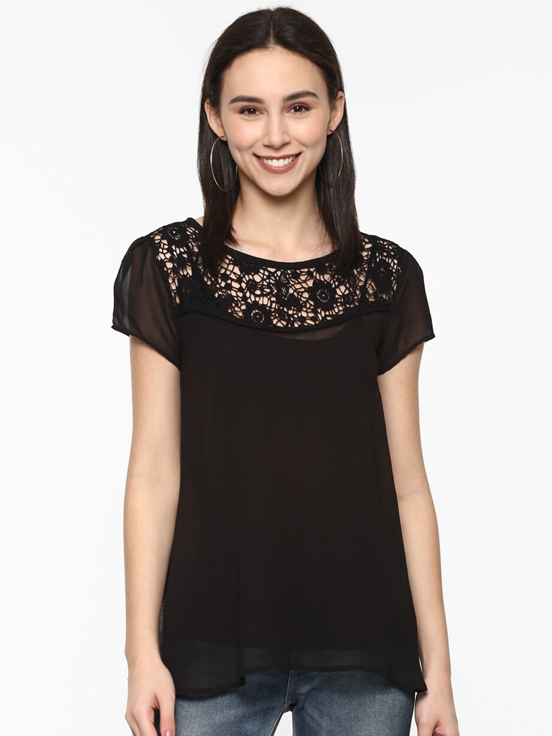 

Porsorte Black Embellished Regular Top