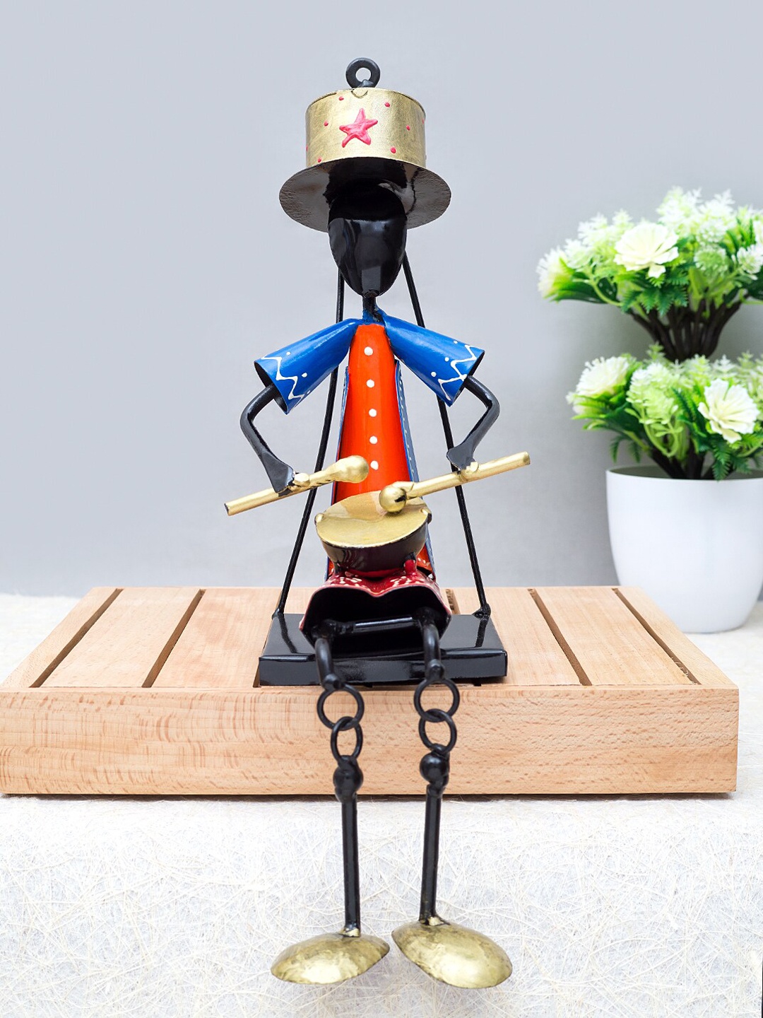 

Golden Peacock Handcrafted Iron Musician Showpiece For Wall & Table Decor, Multi