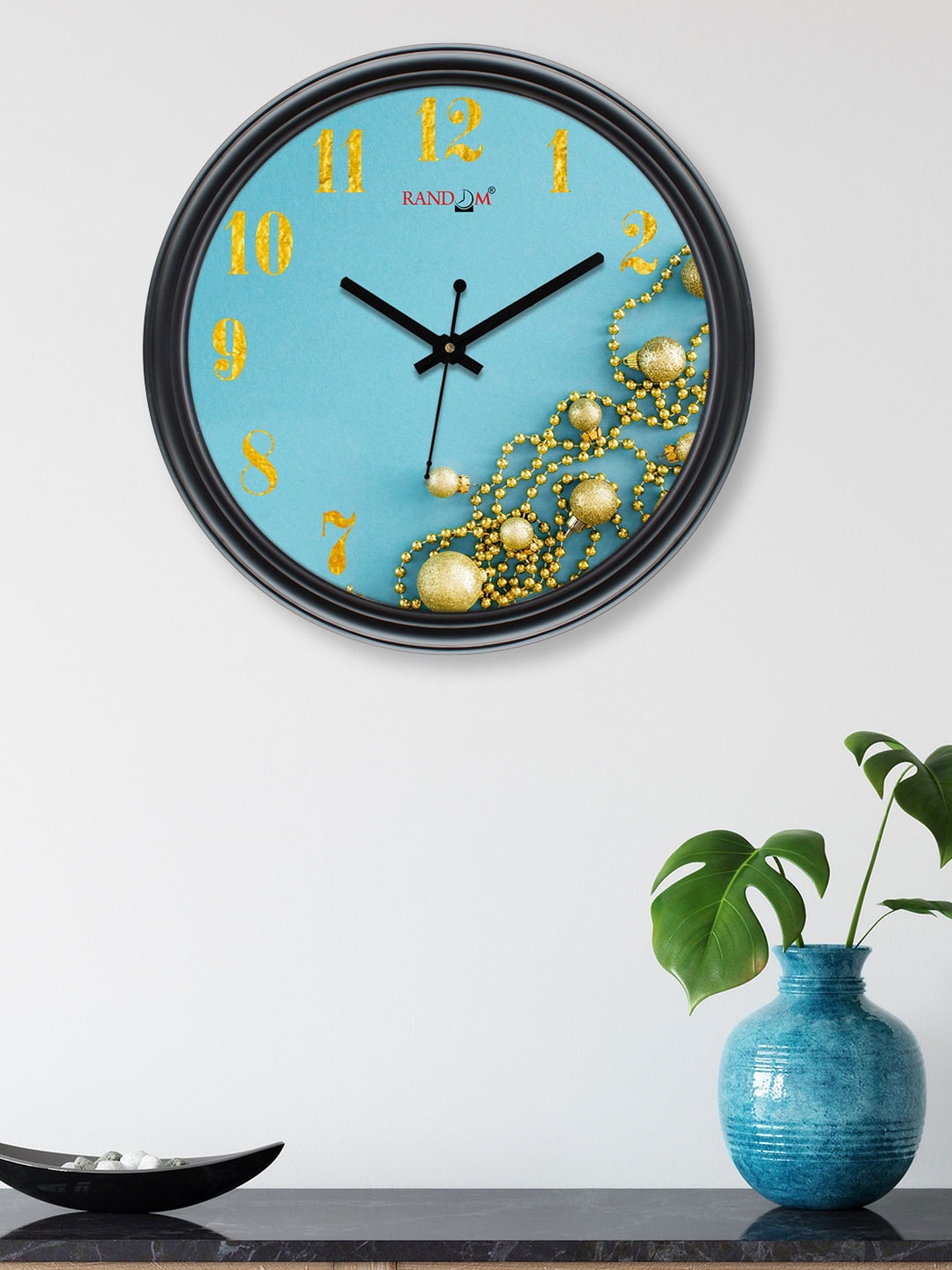 RANDOM Blue & Black Printed Contemporary Wall Clock