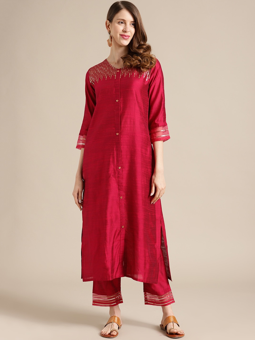 

Varanga Women Red Kurta with Trousers