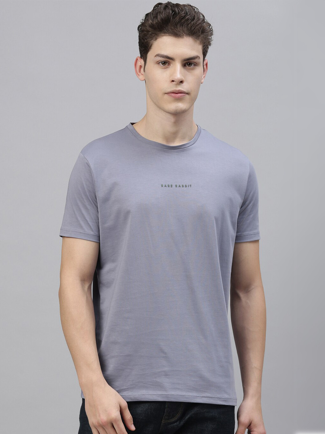 

RARE RABBIT Men Rabbit-3 Slim Fit Cotton T-Shirt, Grey