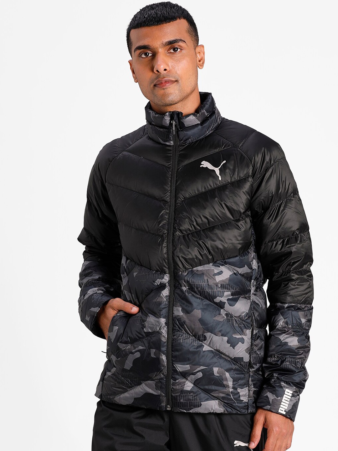 

Puma Men Black PWRWarm Pack Lite All Over Print Jacket