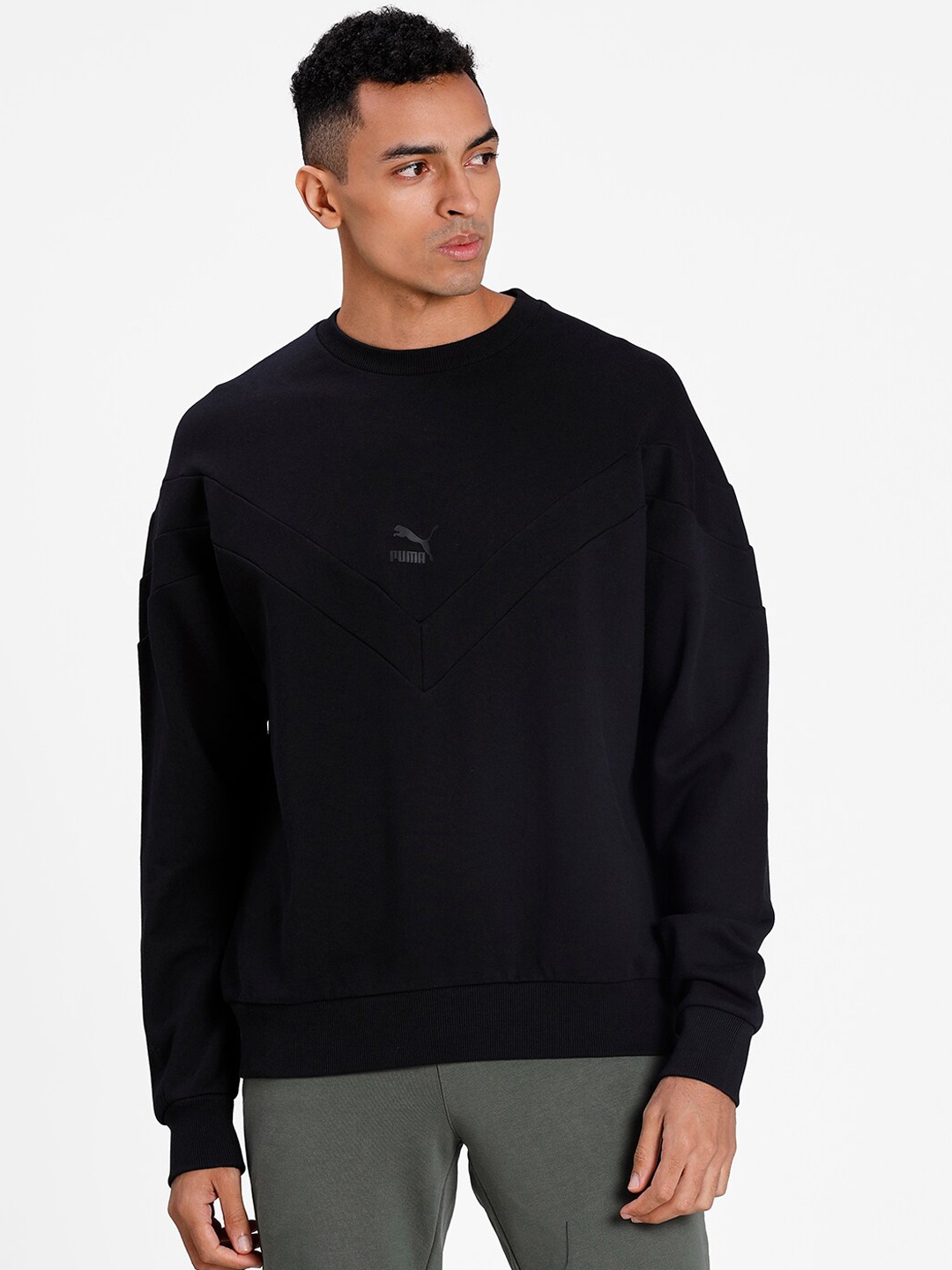 

Puma Men Black Iconic MCS Crew Neck Sweater