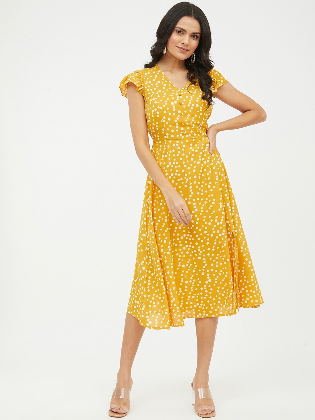 

Harpa Mustard & White Georgette Midi Dress