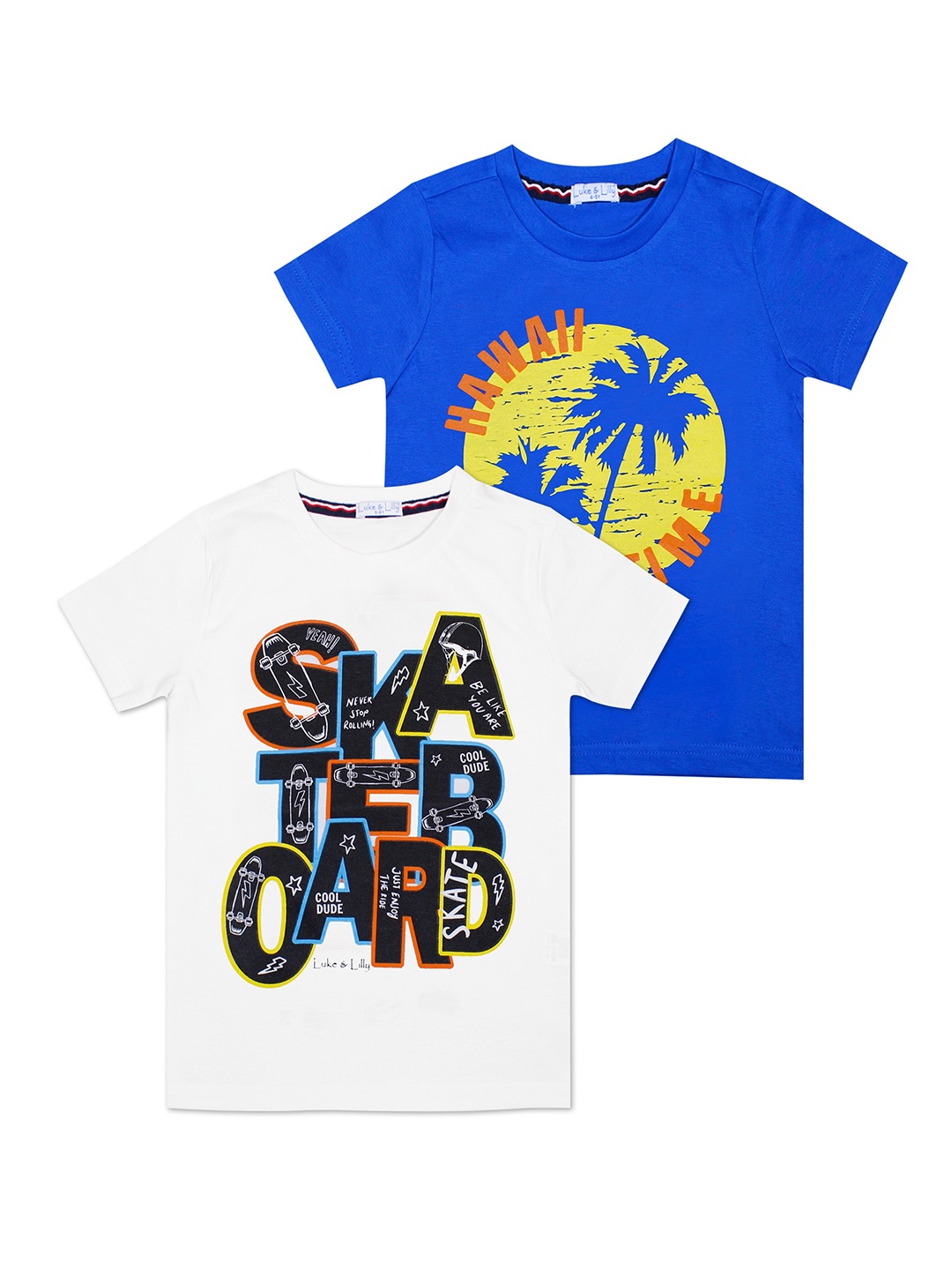 

Luke & Lilly Boys Blue & White Pack Of 2 Printed T-shirt