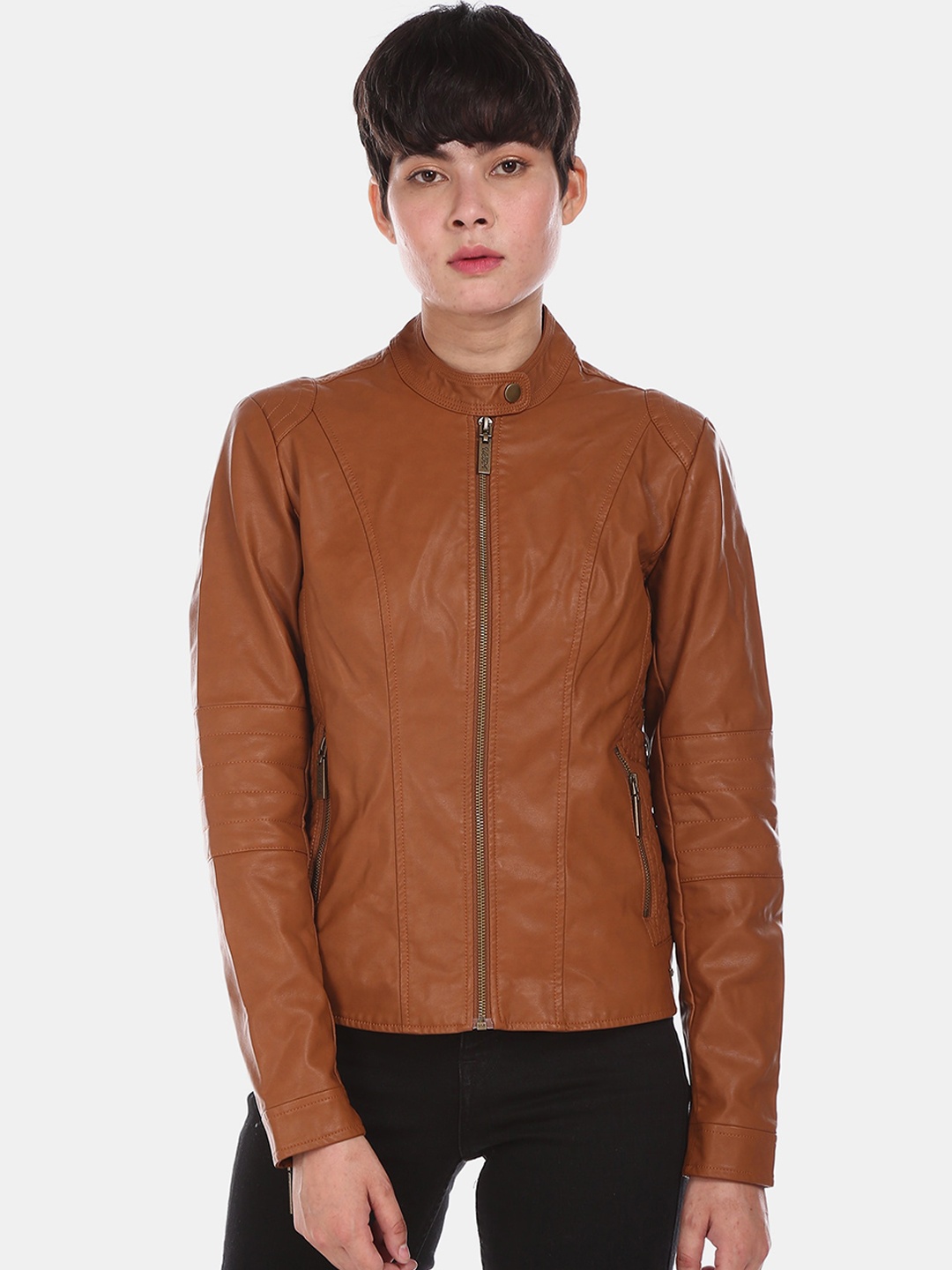 

U S Polo Assn Women Brown Biker Jacket