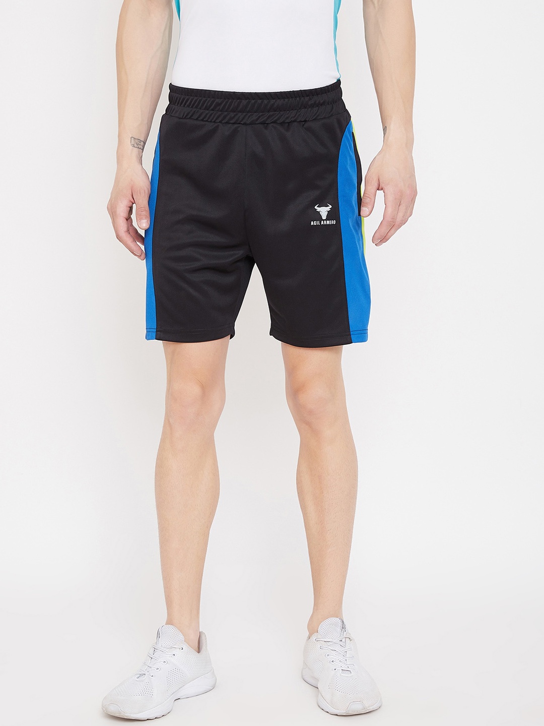 

AGIL ARMERO Men Multi Colourblocked Mid-Rise Sports Shorts