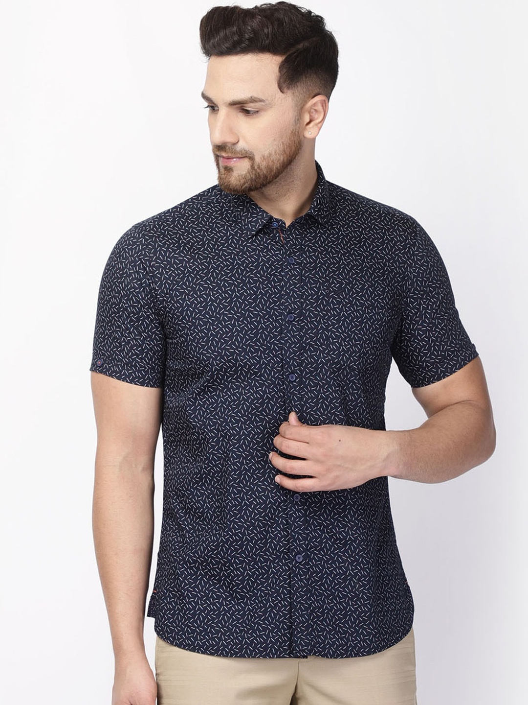 

Blackberrys Men Navy Blue India Slim Fit Printed Casual Shirt