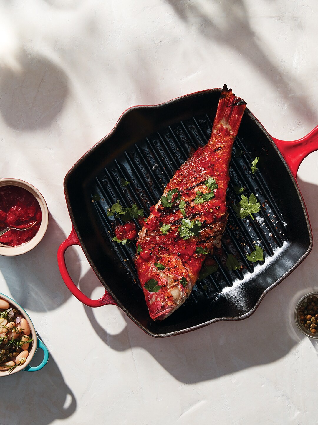 

LE CREUSET Red & Black Textured Evo Square Grill
