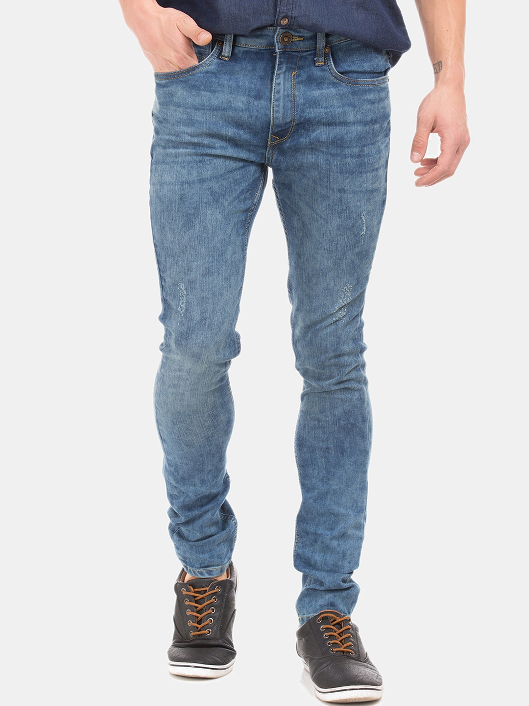 

Cherokee Men Blue Skinny Fit Low-Rise Mildly Distressed Heavy Fade Jeans