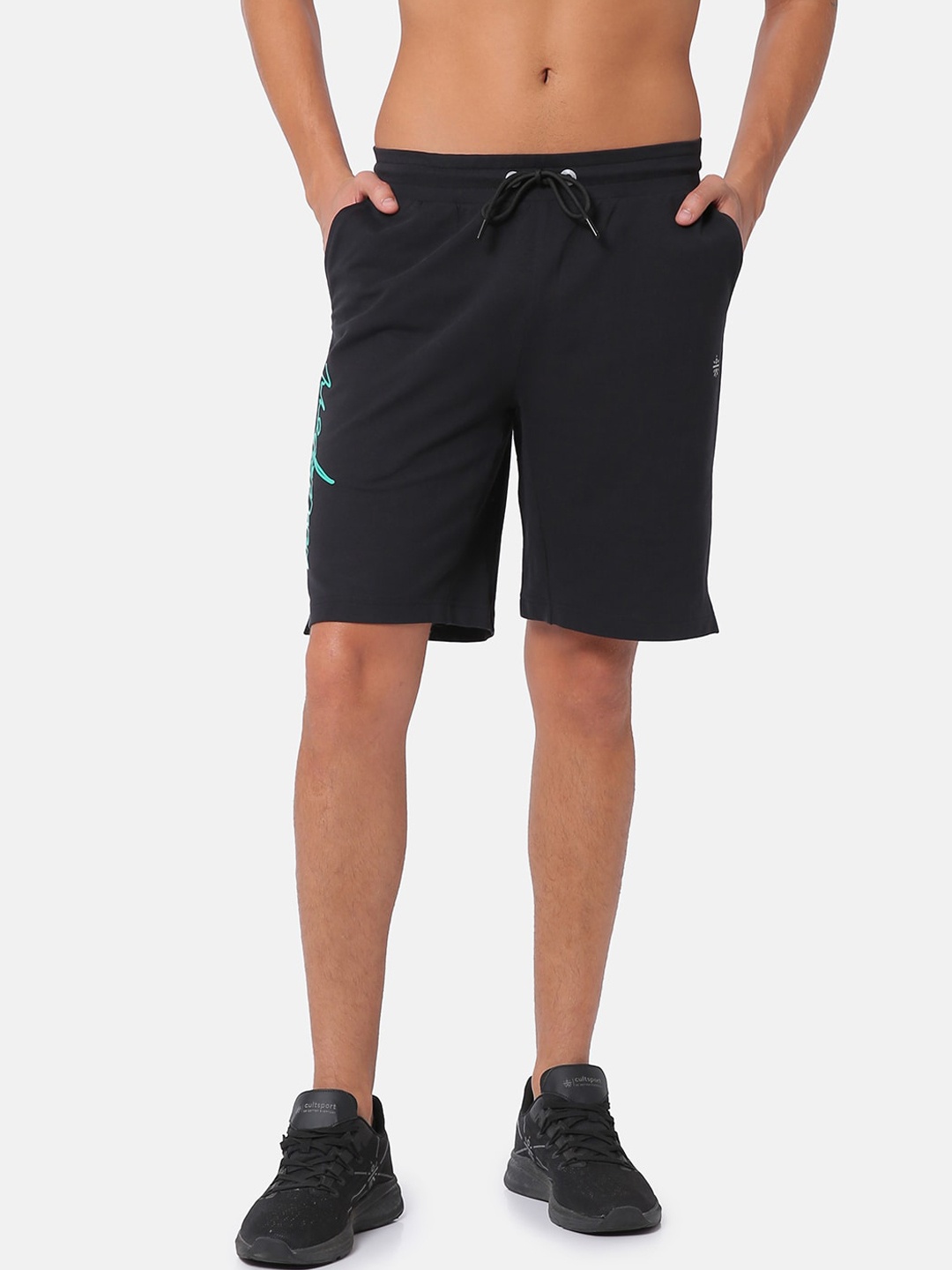 

Cultsport Men Black Mid-Rise Sports Shorts