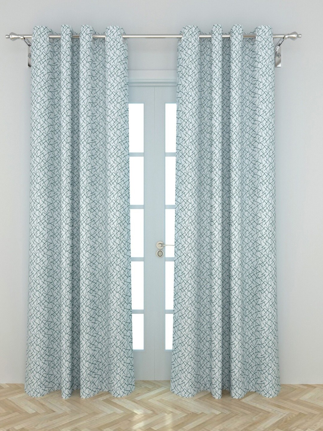 

Home Centre White & Blue Set of 2 Geometric Door Curtain