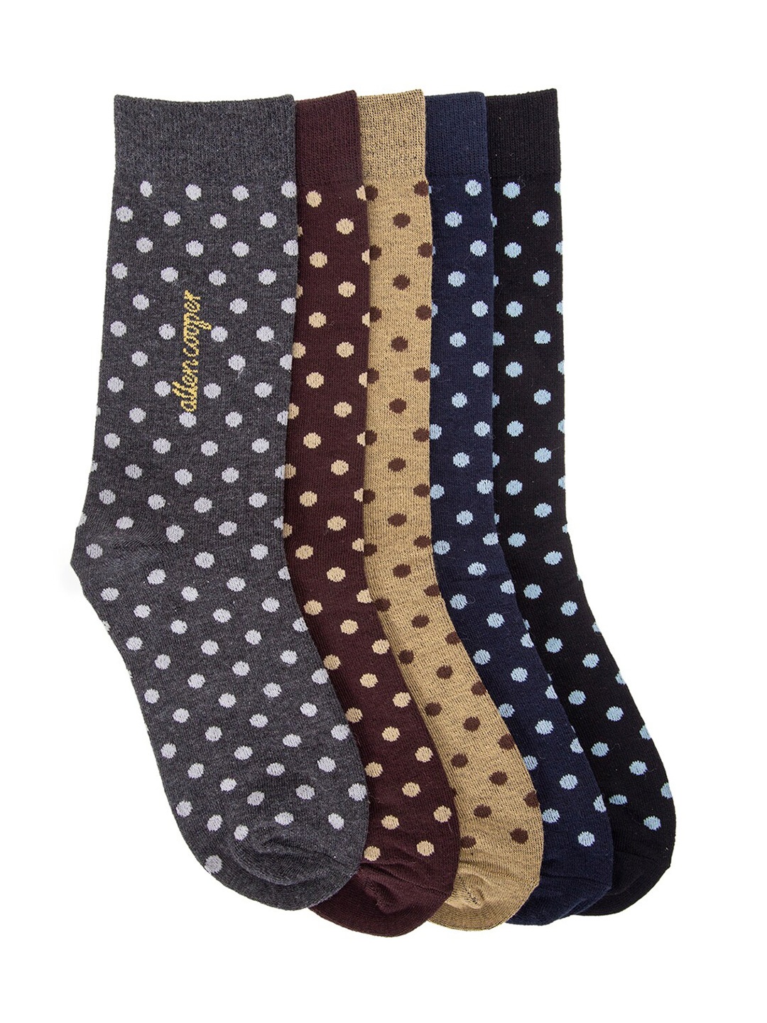 

Allen Cooper Men Pack Of 5 Assorted Patterned Cotton Above Calf-Length Socks