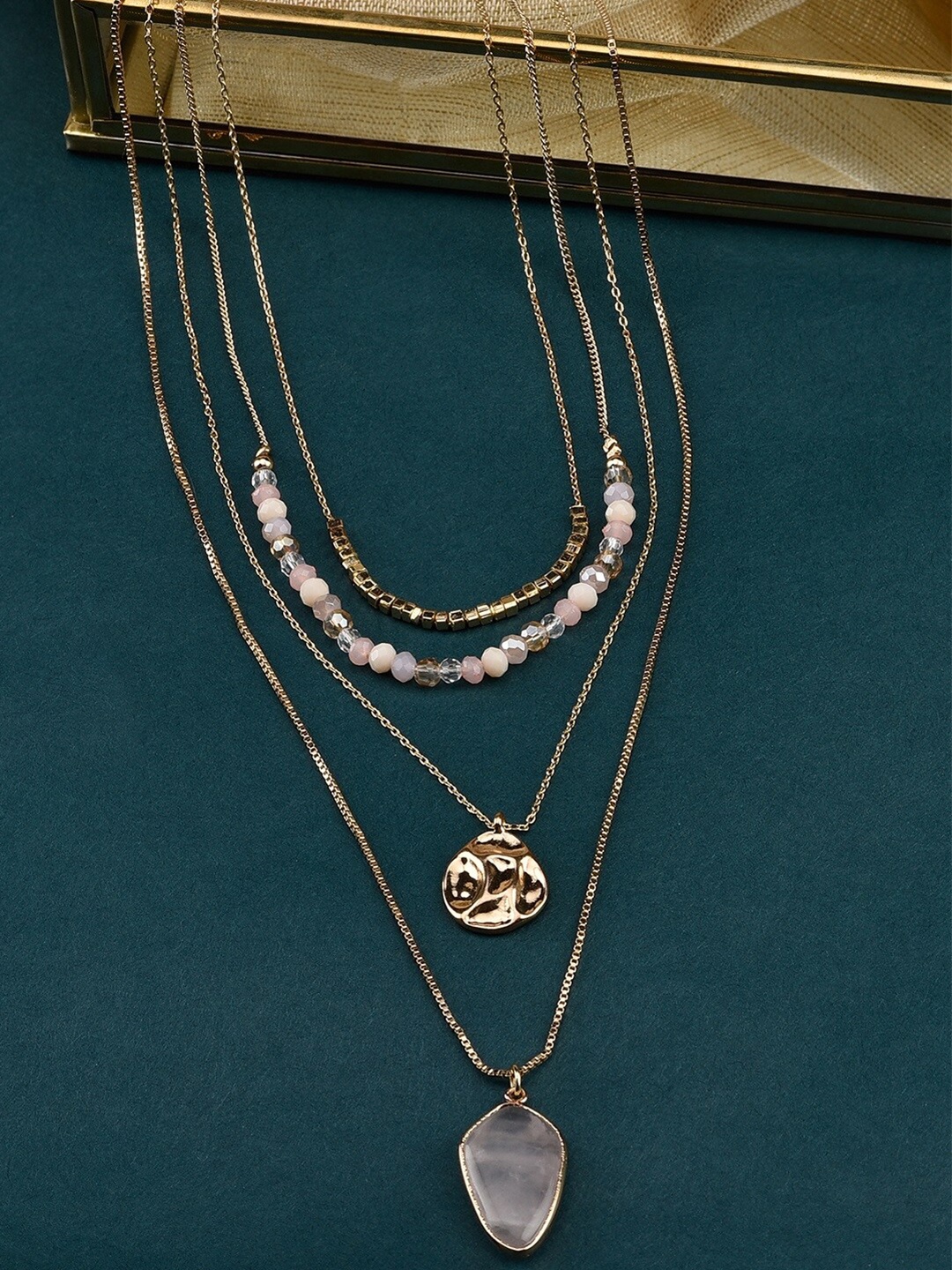 

Accessorize Set of 4 Gold & Pink Gold-Plated Necklace