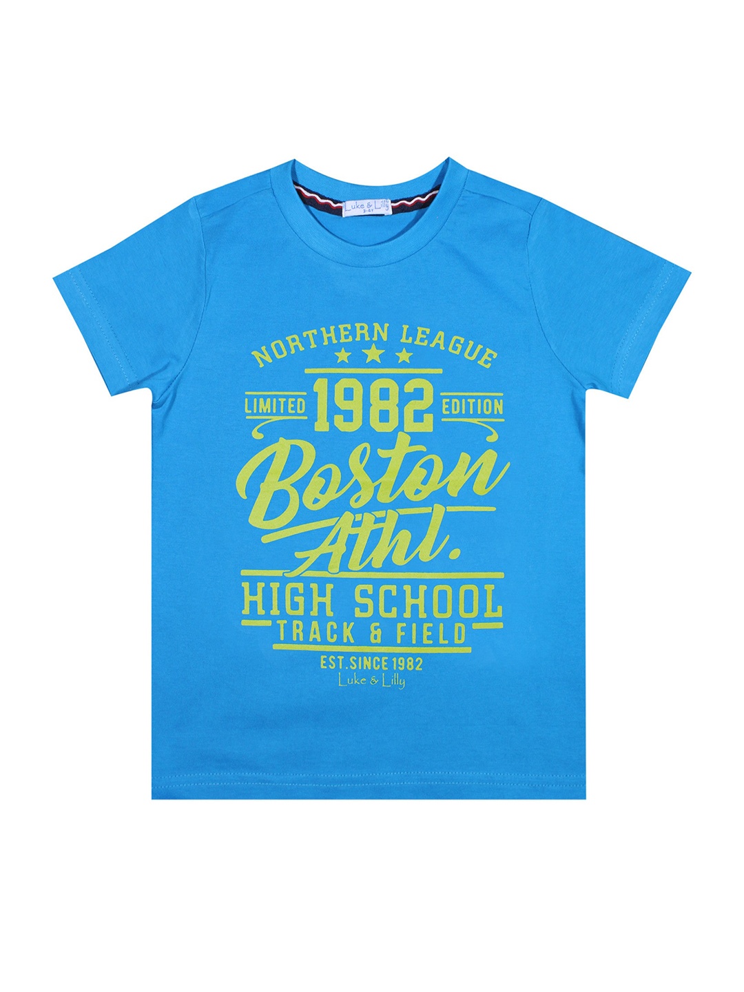 

Luke & Lilly Boys Blue & Yellow Typography Printed T-shirt