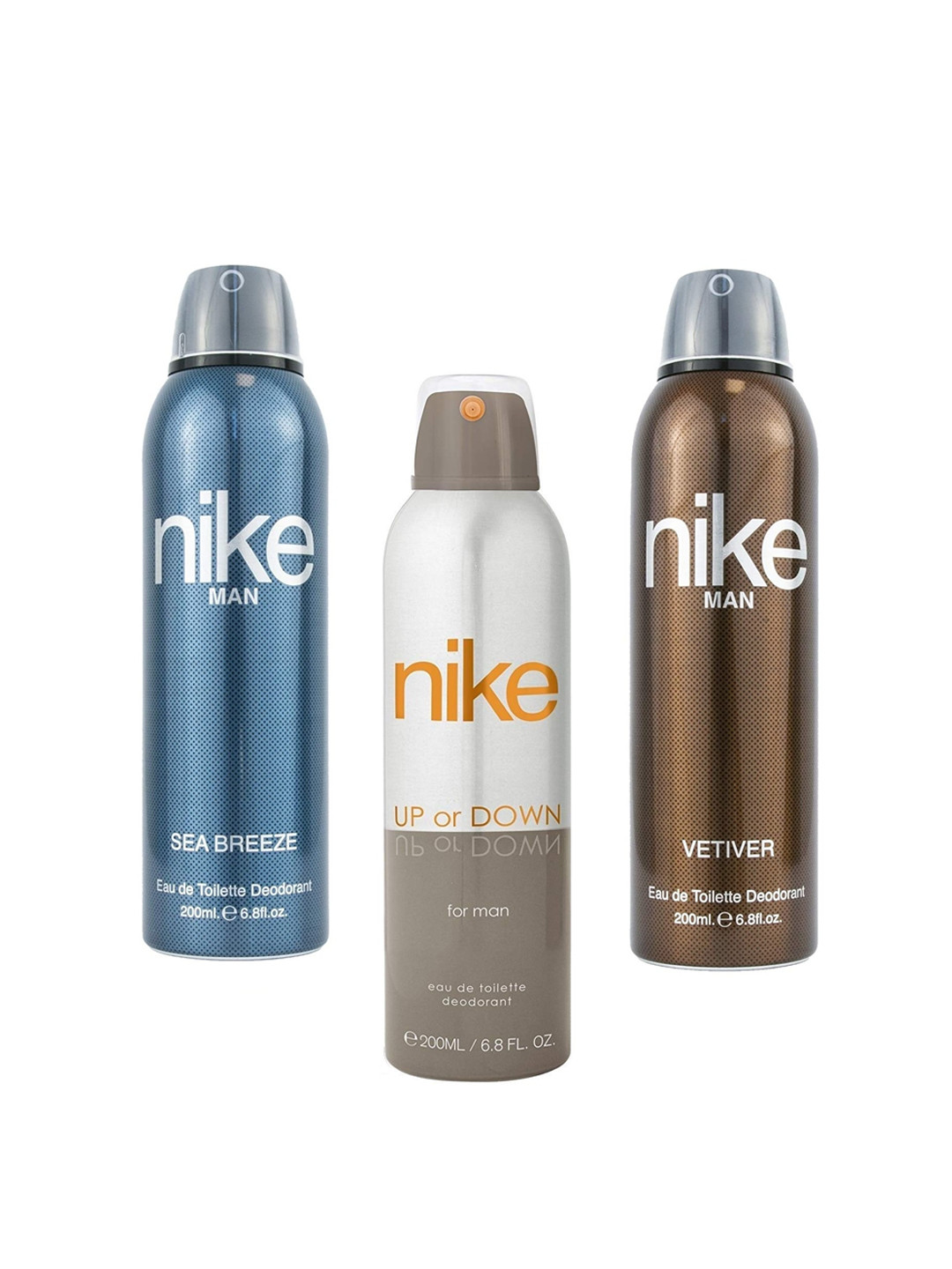 

Nike Pack Of 3 Man Sea Breeze Up or Down Vetiver Deodorant- 200ml Each, Transparent