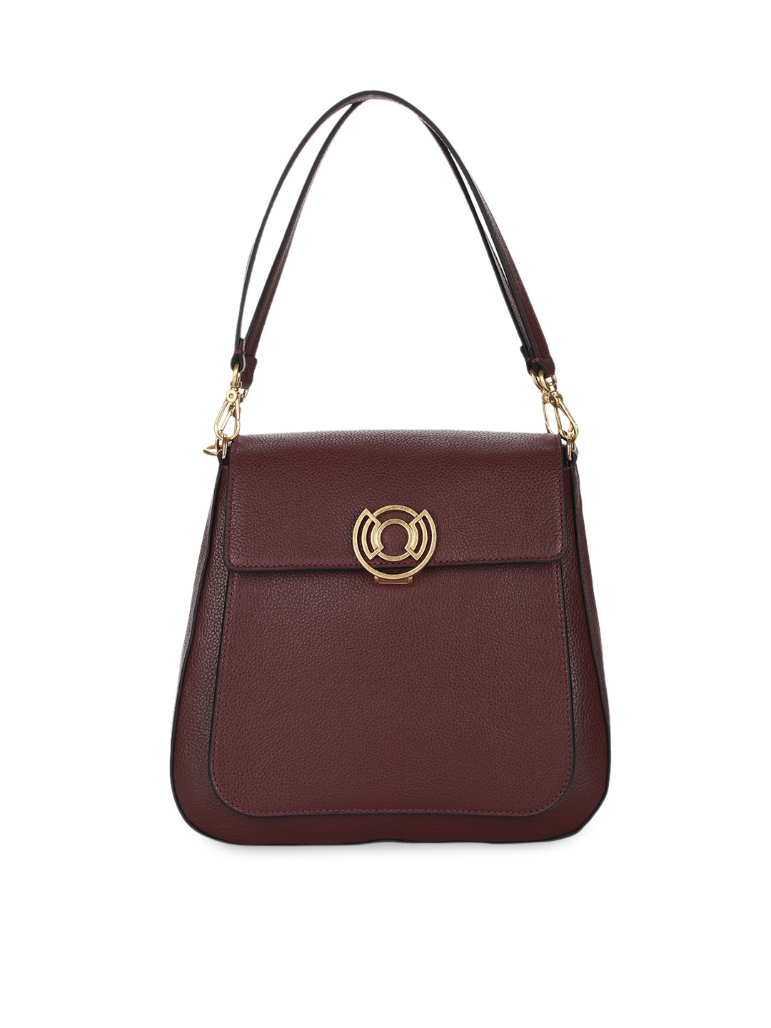 

Coccinelle Burgundy Leather Structured Hobo Bag