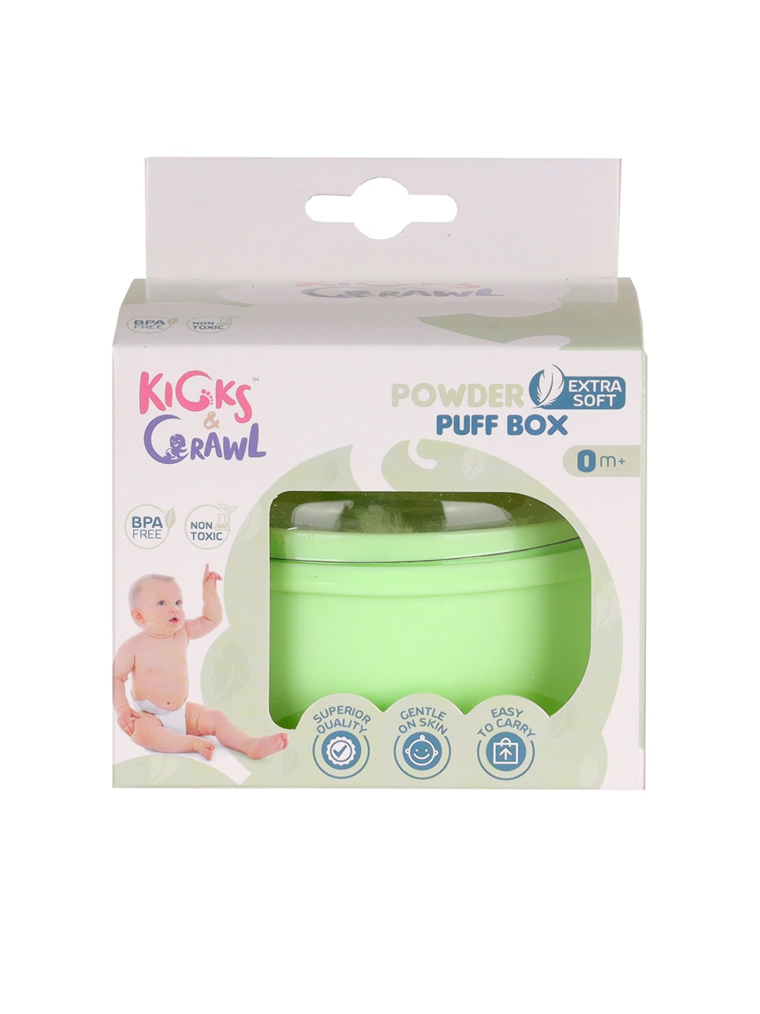 

KICKS & CRAWL Infant Kids Green & Transparent Solid Powder Puff
