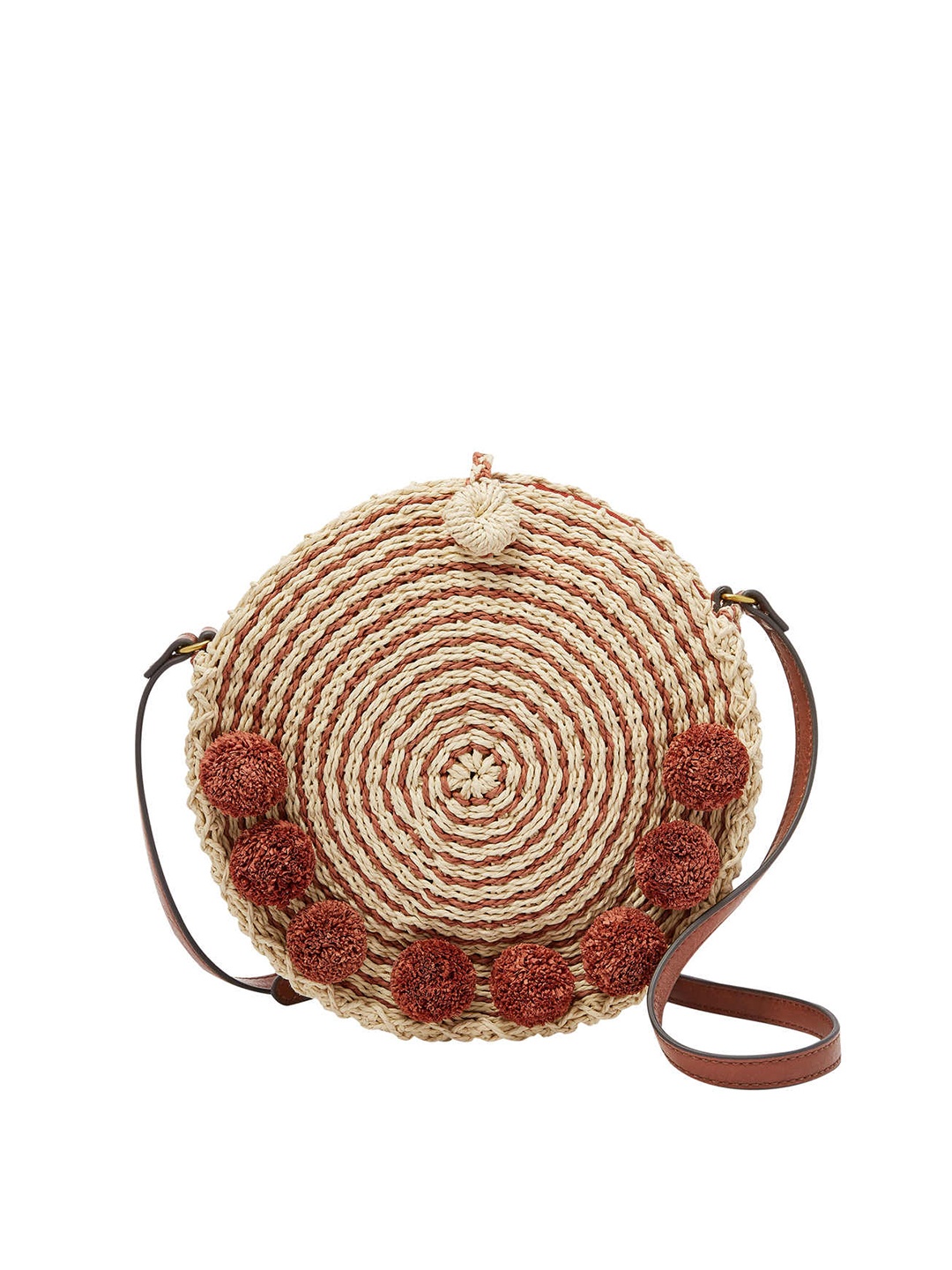 

Fossil Cream Textured Leather Structured Shoulder Bag