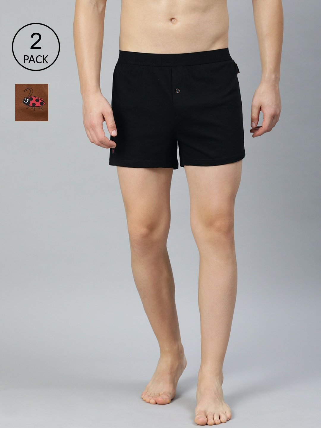 

THE BEAR HOUSE Men Pack Of 2 Comfort-Fit Pure Cotton Boxers TBH-DATA-S, Black