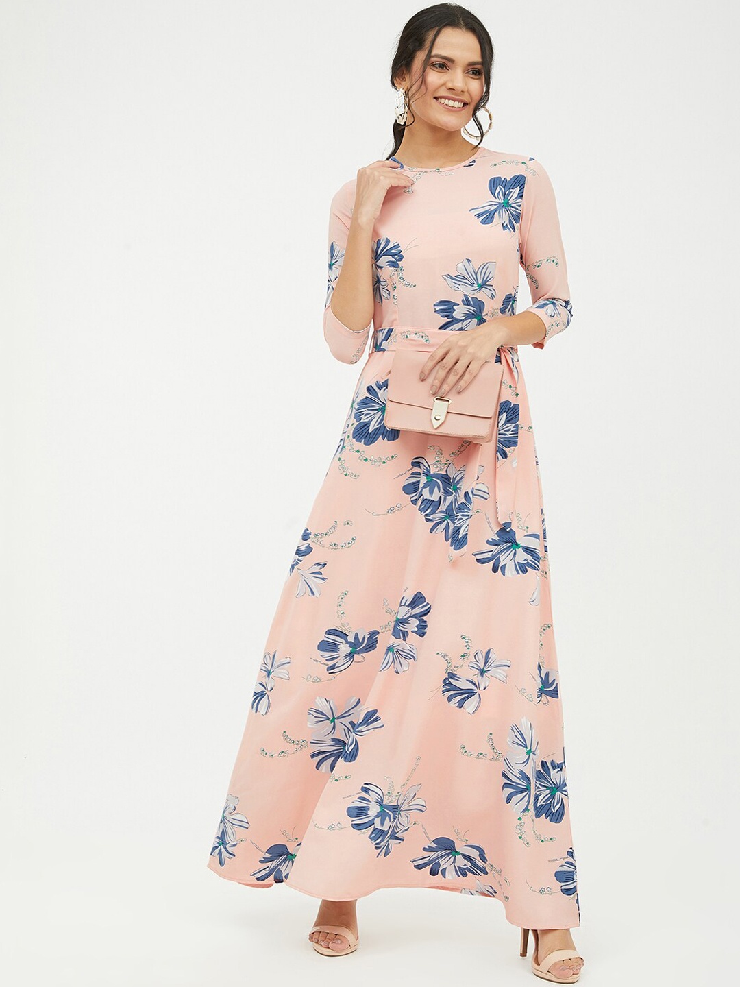 

Harpa Women Peach Floral Maxi Dress