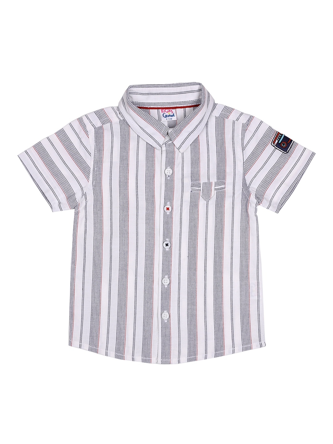 KICKS & CRAWL Boys Navy Blue Multi Striped Casual Shirt