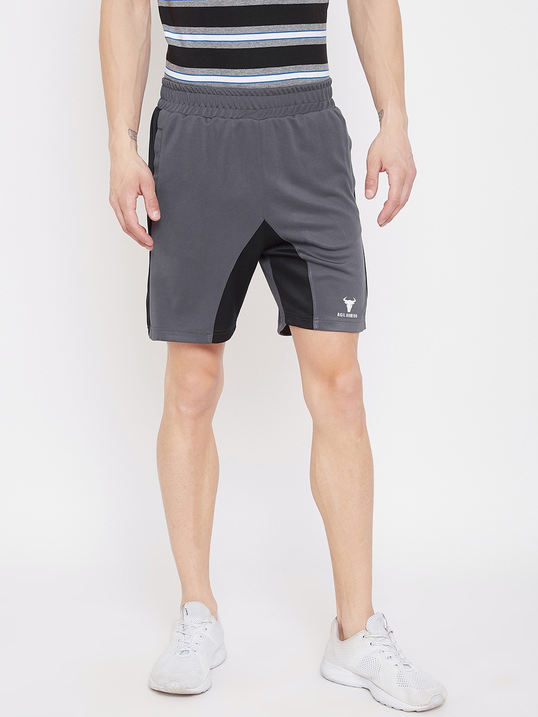 

AGIL ARMERO Men Multi Colourblocked Training & Gym Sports Shorts