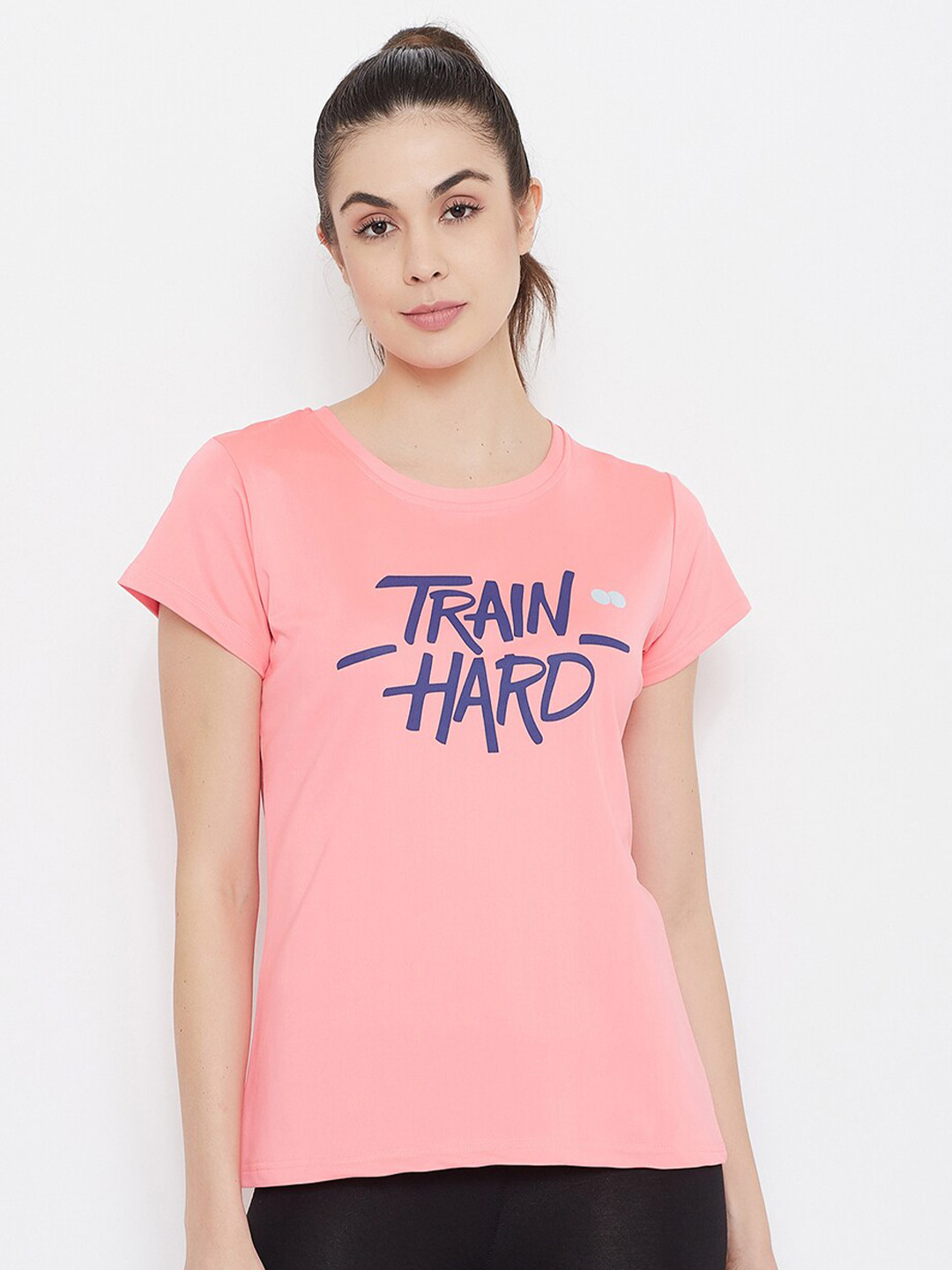 

Clovia Women Pink Typography Printed Slim Fit T-shirt