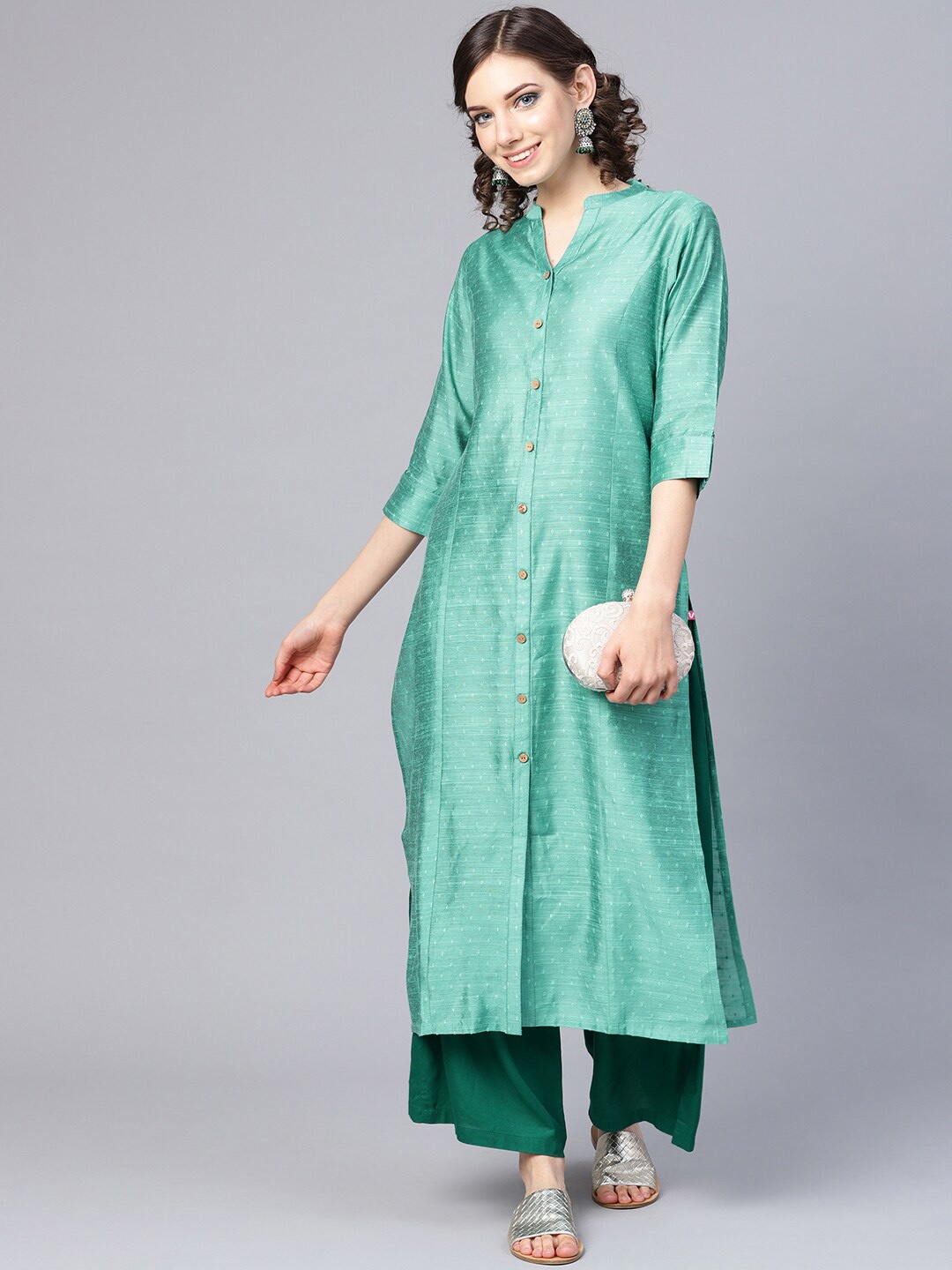 

Varanga Women Green Dobby Kurta