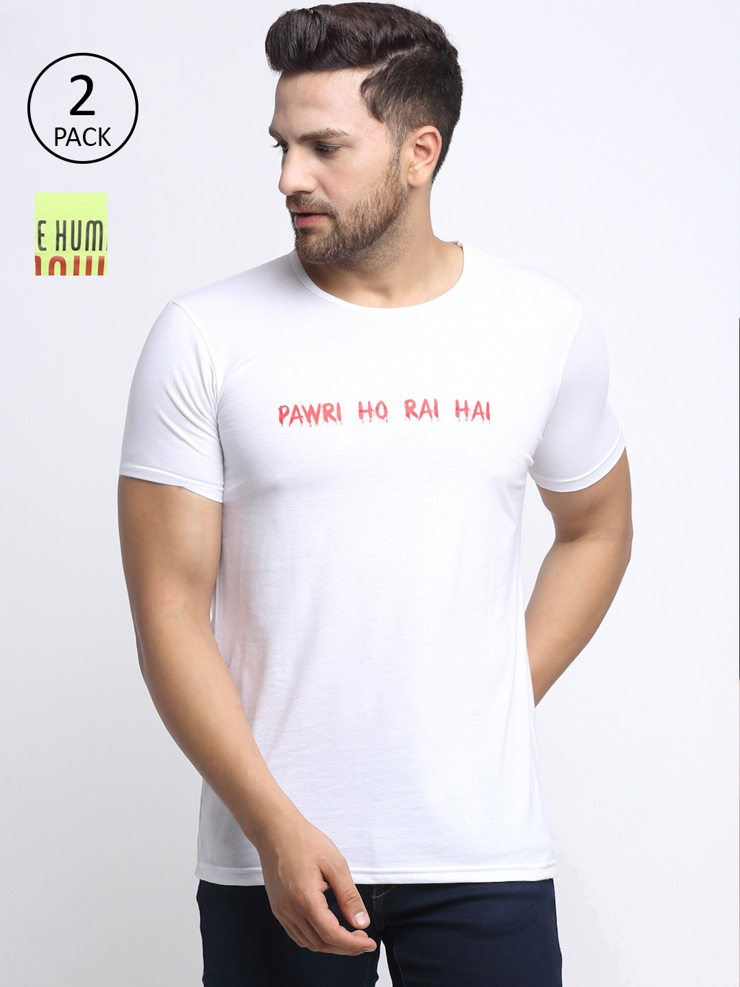 

VIMAL JONNEY Men White Typography Cotton Blend Soft T-shirt