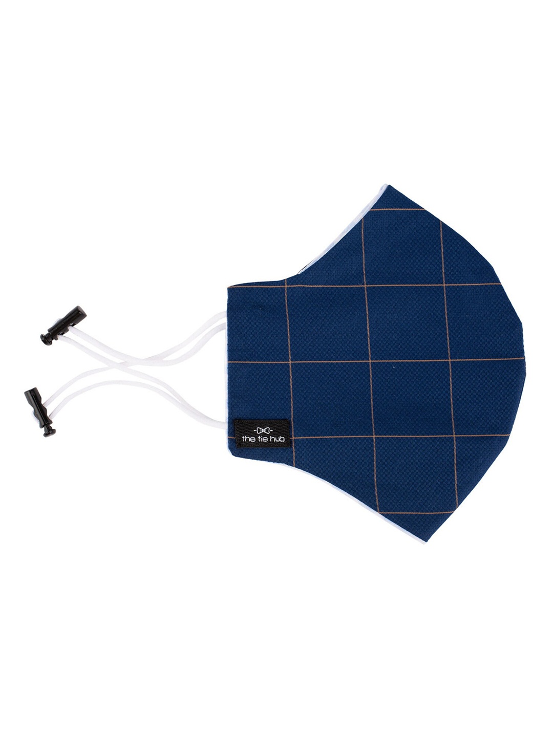 

The Tie Hub Unisex Blue & Brown Checked 2-ply Reusable Reversible Pure Cotton Cloth Mask
