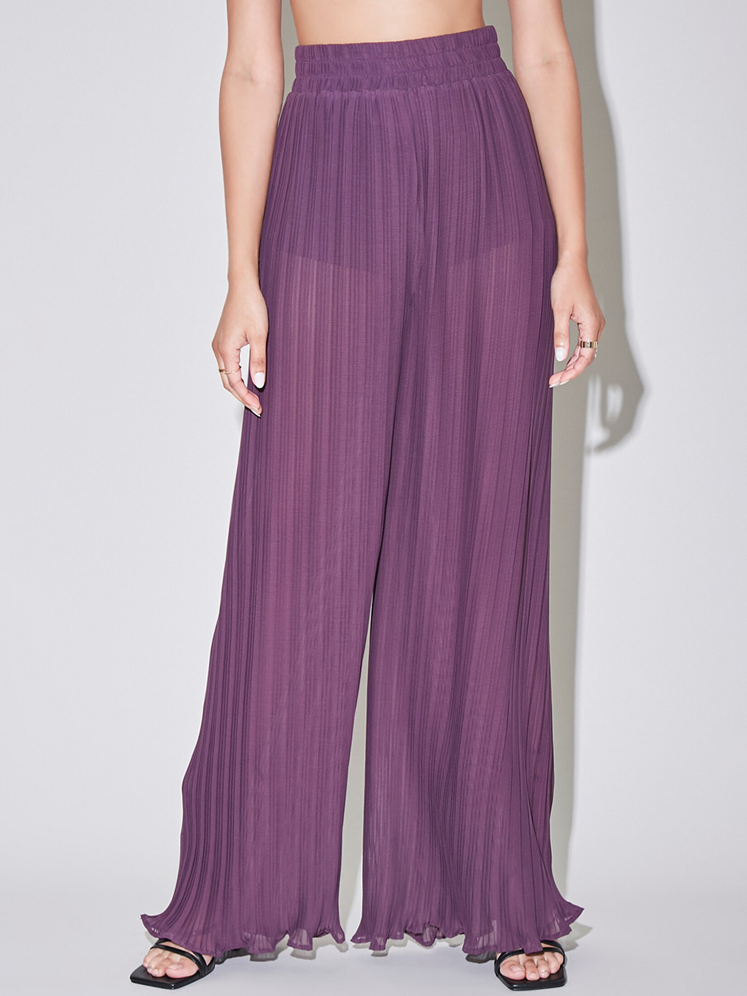 

FOREVER 21 Women Purple Pleated Palazzos
