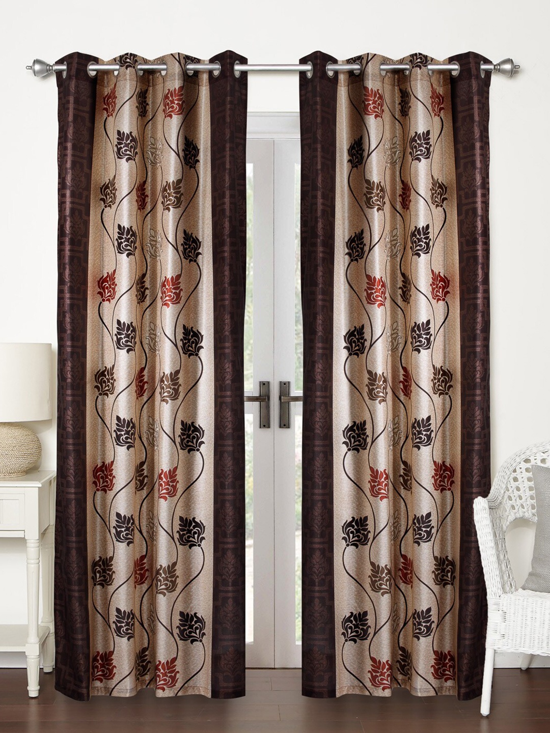 

Home Sizzler Brown & Beige Set of 2 Ethnic Motifs Long Door Curtain