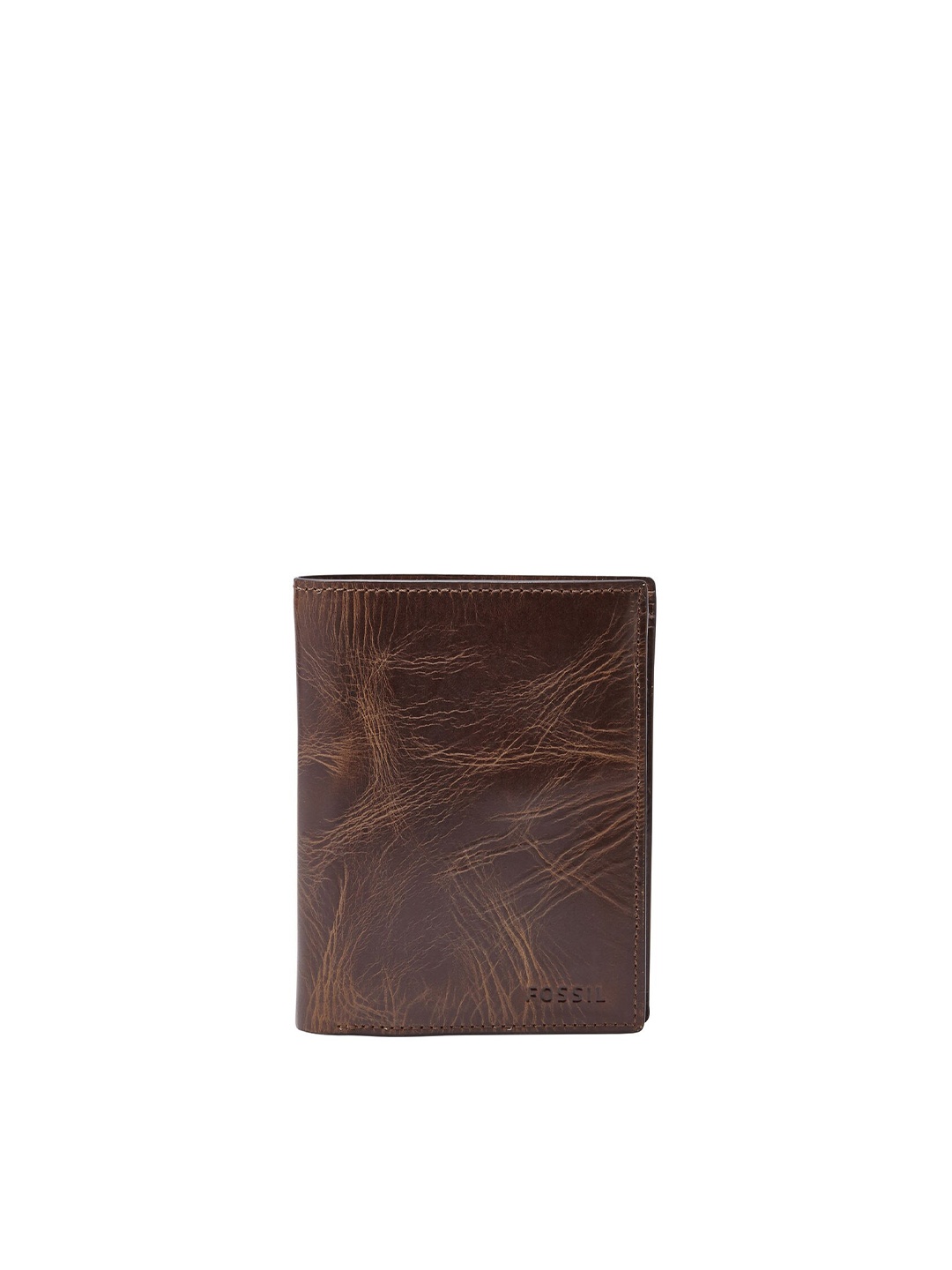 

Fossil Men Brown Textured Leather Two Fold Wallet