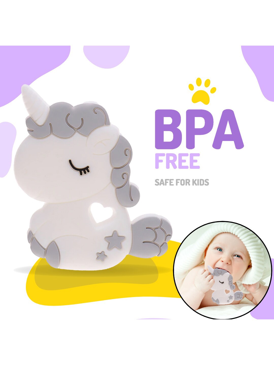 

GUCHIGU Infant Kids White & Grey BPA Free Chew Teether Toy