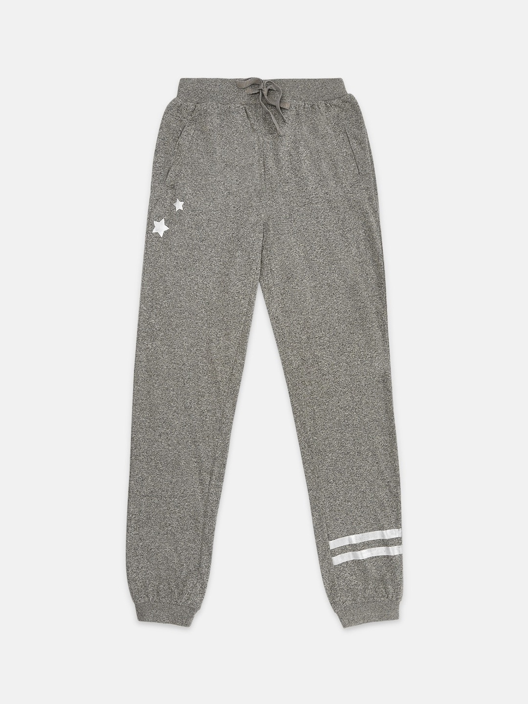 

Pantaloons Junior Girls Grey Melange Solid Pure Cotton Joggers
