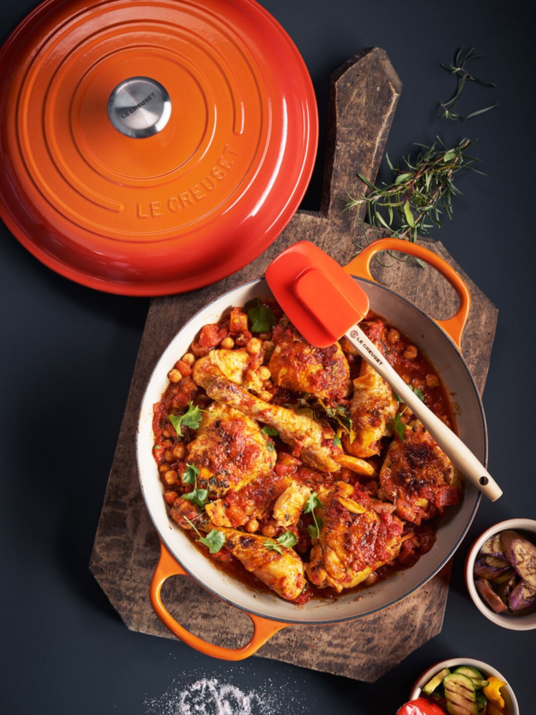 

LE CREUSET Orange & Silver-Toned Solid Wok With Glass Lid