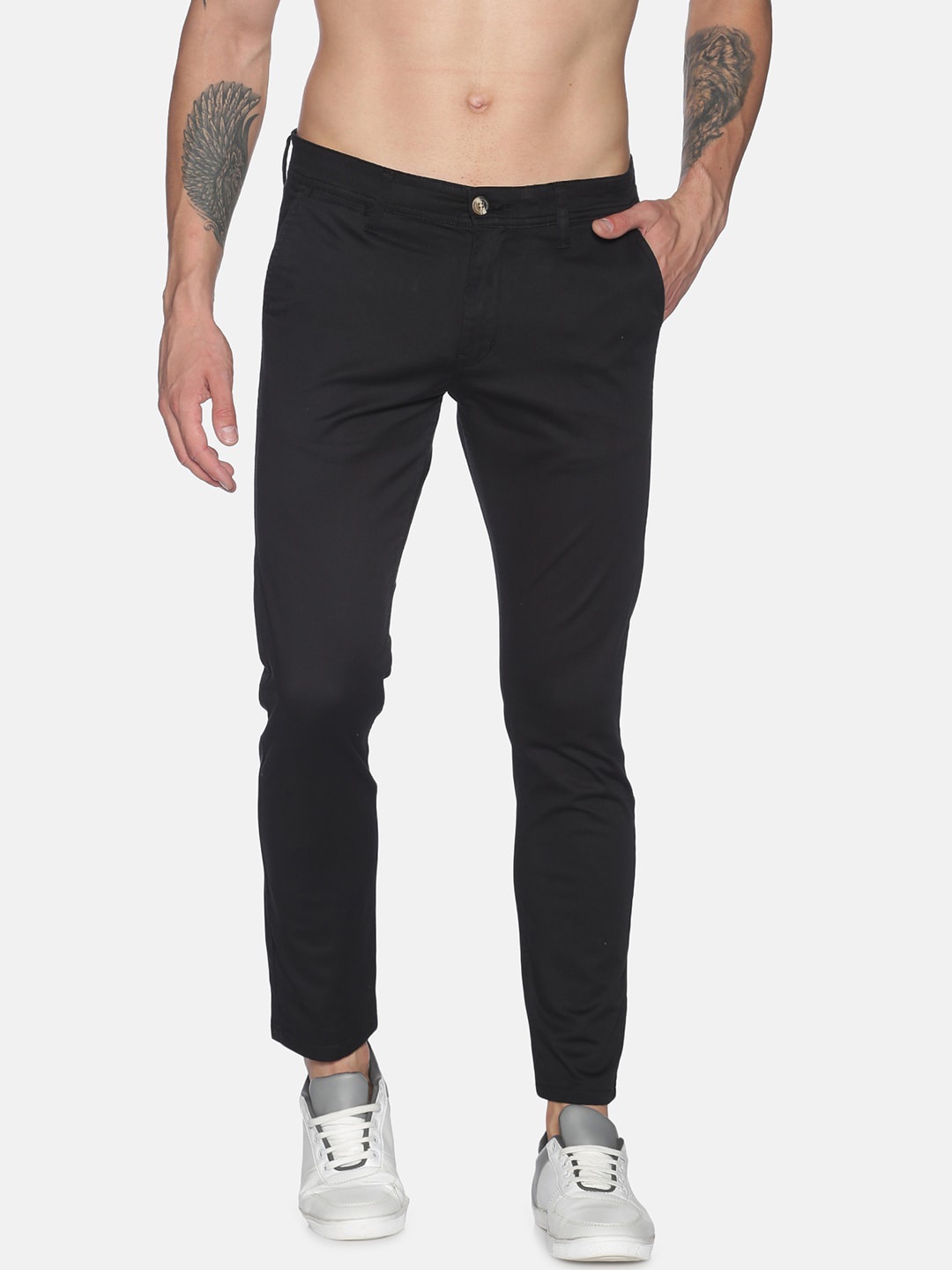 

Raa Jeans Men Black Skinny Fit Regular Trousers