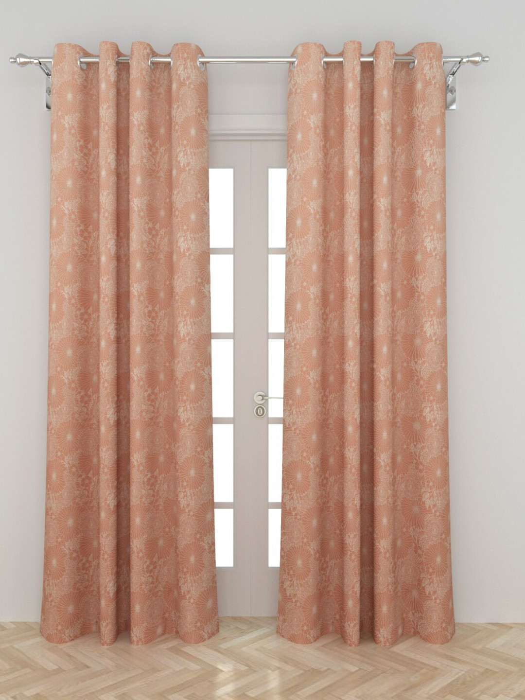 

Home Centre Peach & White Set of 2 Floral Door Curtains