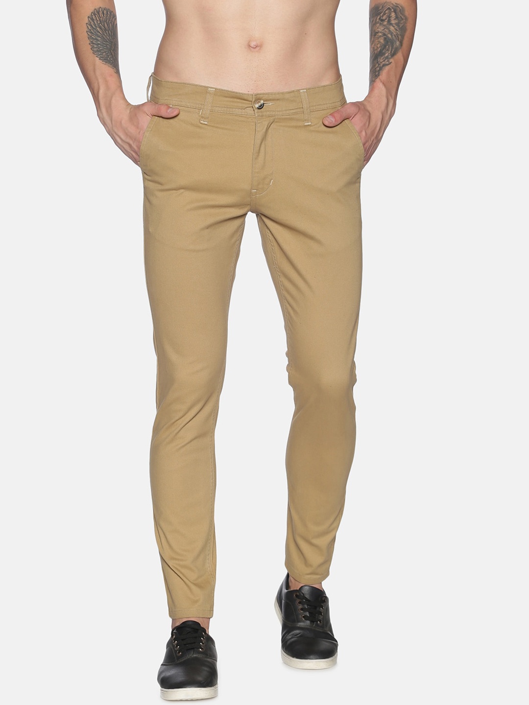 

Raa Jeans Men Khaki Skinny Fit Regular Trousers