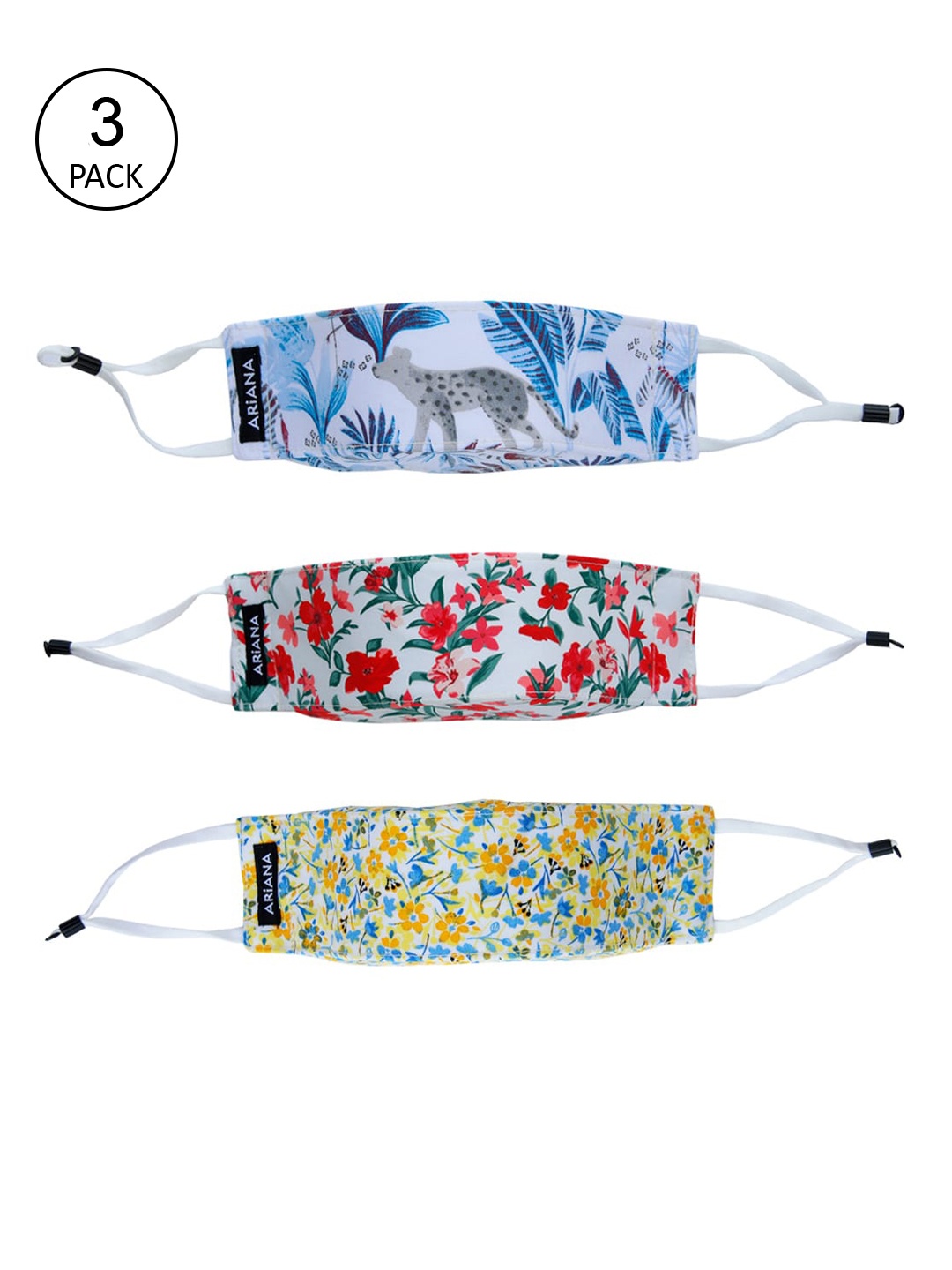 

Ariana Unisex Pack Of 3 Printed 7-Ply Reusable Layer Filter Cloth Masks, White